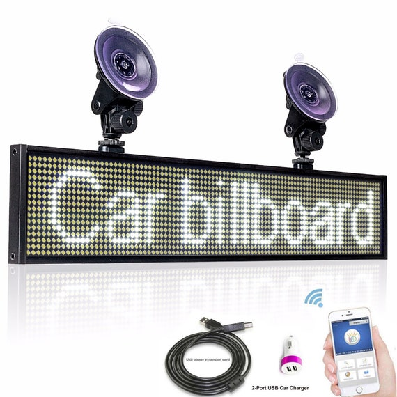 Leadleds 12V Car LED Programmable Message Sign Scrolling Display Board with  Remote (Red)