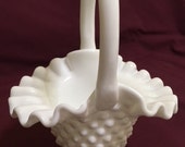 Fenton Hobnail Milk Glass 6 Inch Basket