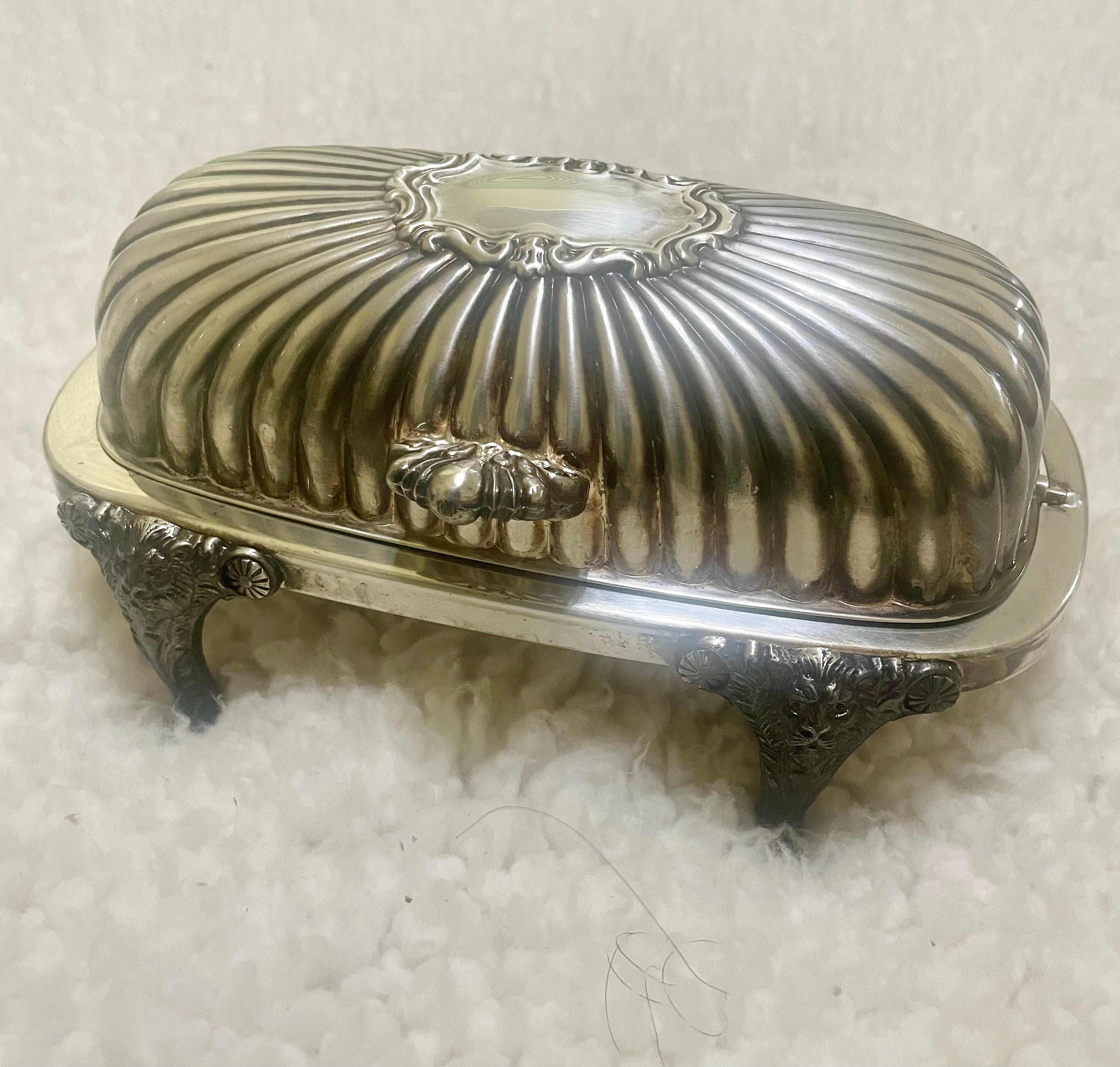 FB Rogers 357 Silver Domed Victorian Style Roll Top Butter FB Rogers 357 Silver Domed Victorian Style Roll Top Butter