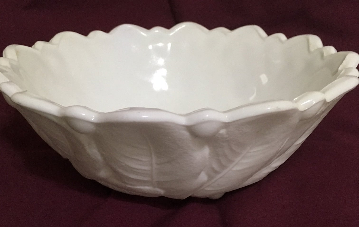 Vintage Indiana Glass Serving Bowl Wild RoseMilk Glass, Footed 9 1/4