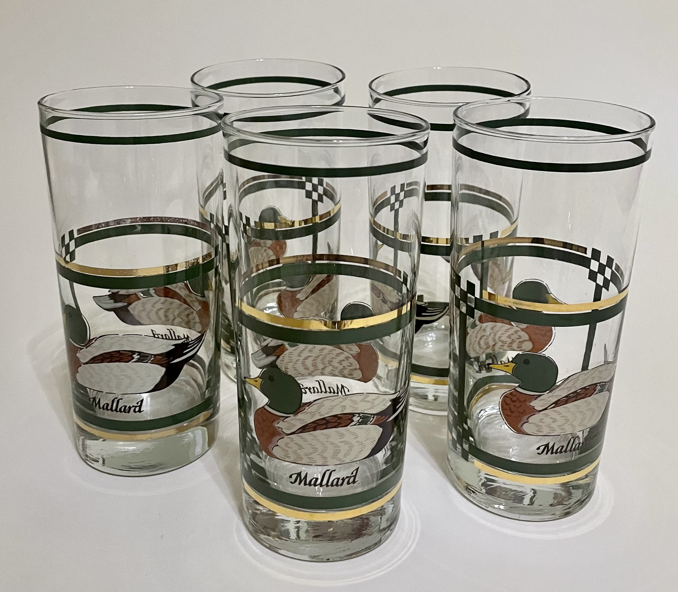 Libbey Mallard Duck Drinking Glasses Set of Five