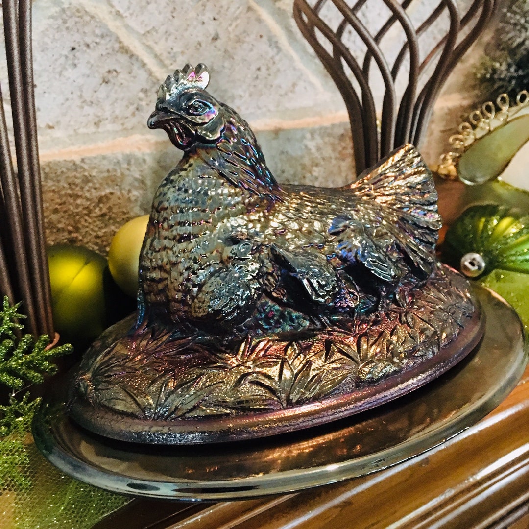 Sowerby Very Rare Hen on Nest 1940's Blue Rainbo Lustre - Etsy