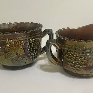 Vintage Northwood Amethyst Karneval Glas Zucker und Milchkännchen Set