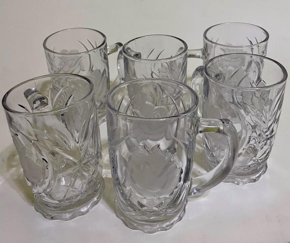 Mikasa Rose Pearls Crystal Mugs  Set of Six