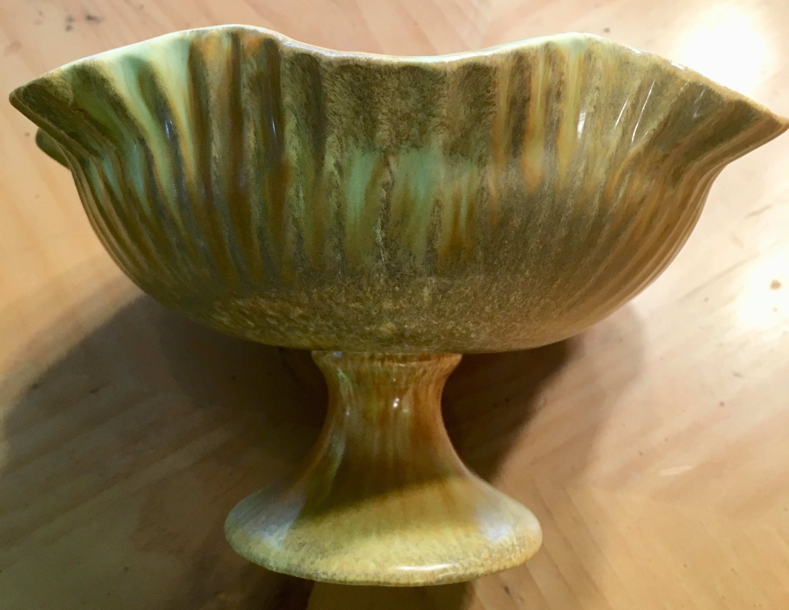 Red Wing Pottery Console Pedestal Bowl 169 Vintage Glazed Mid Century