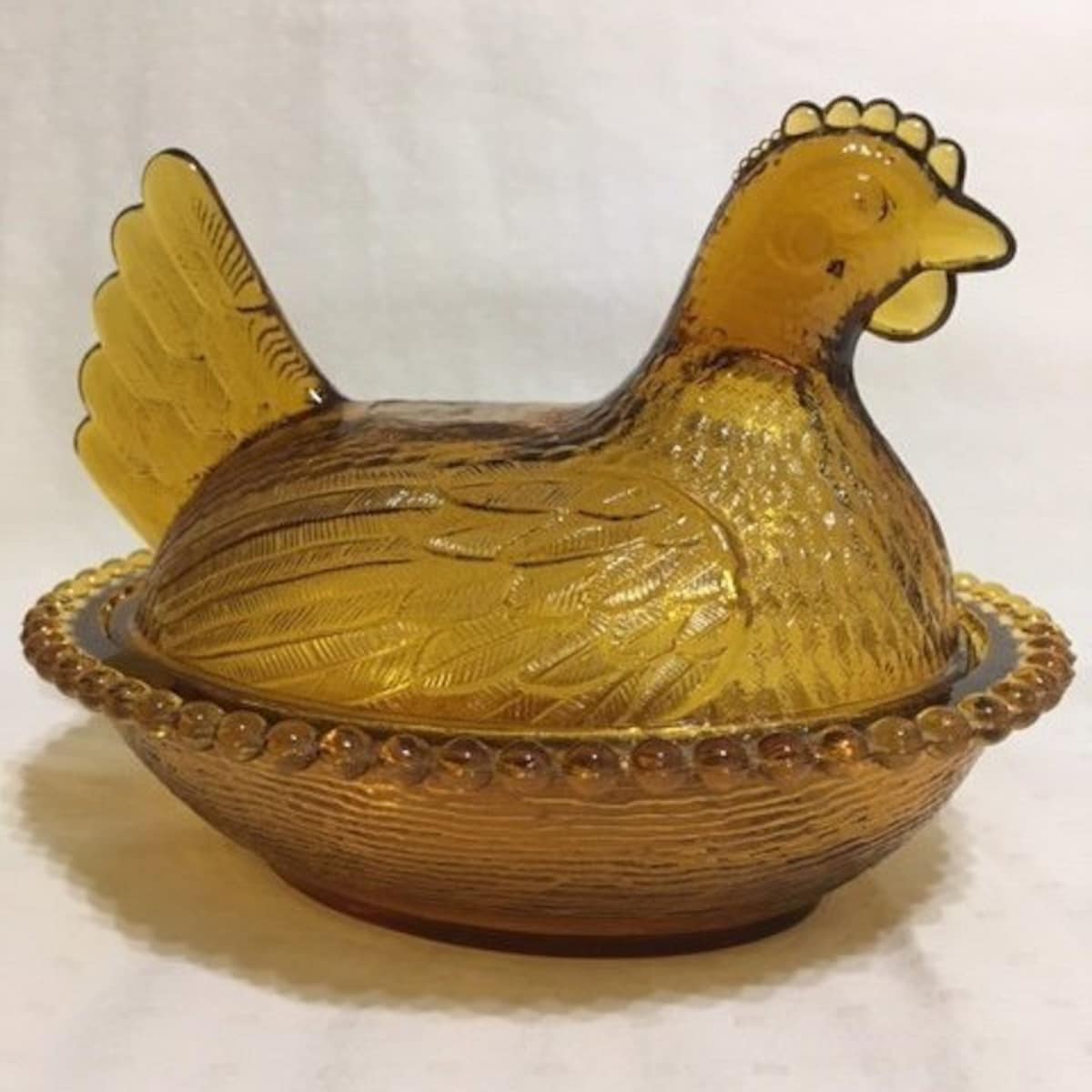 Indiana Glass Amber Hen on Nest - Etsy