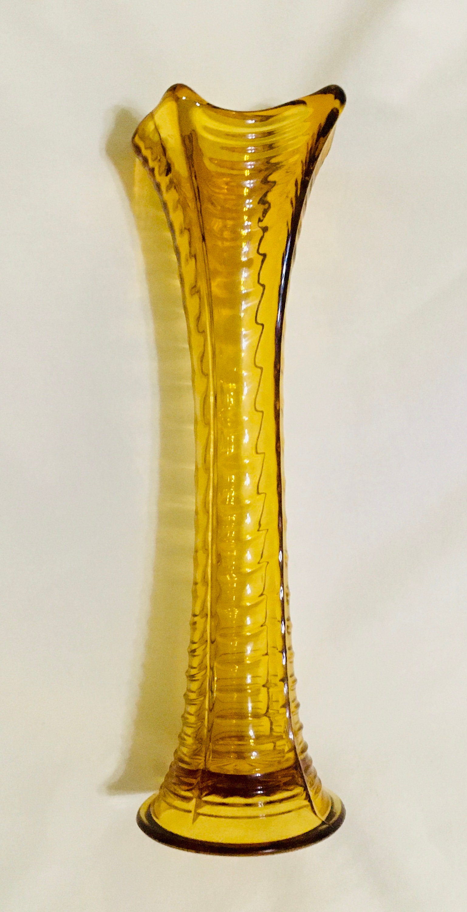 Amber Drapery Variant Swung Vase H. Northwood and Company