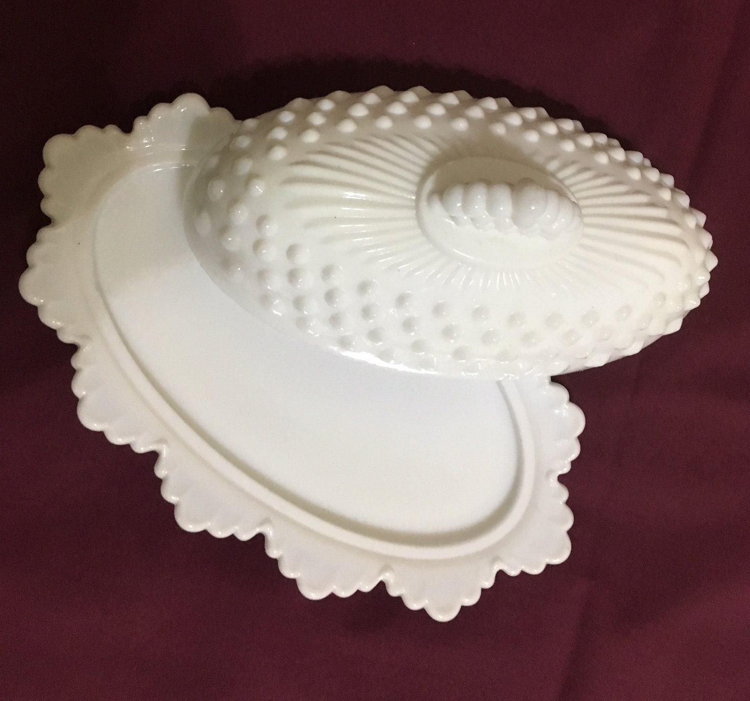 Fenton White Milk Glass Butter Dish and Lid Etsy
