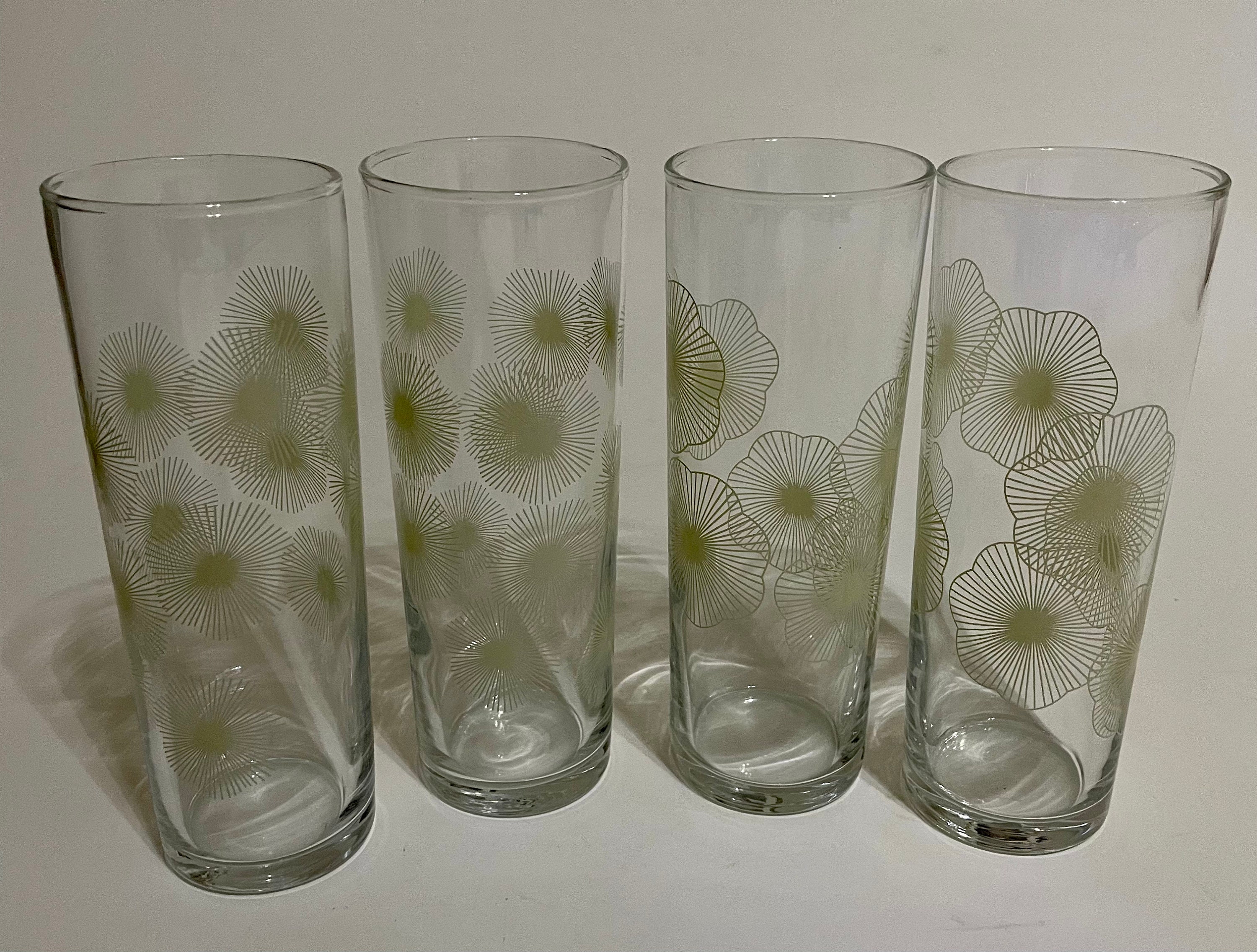 IKEA Atomic Sunburst Tom Collins Highball Glass Tumblers Set of 4
