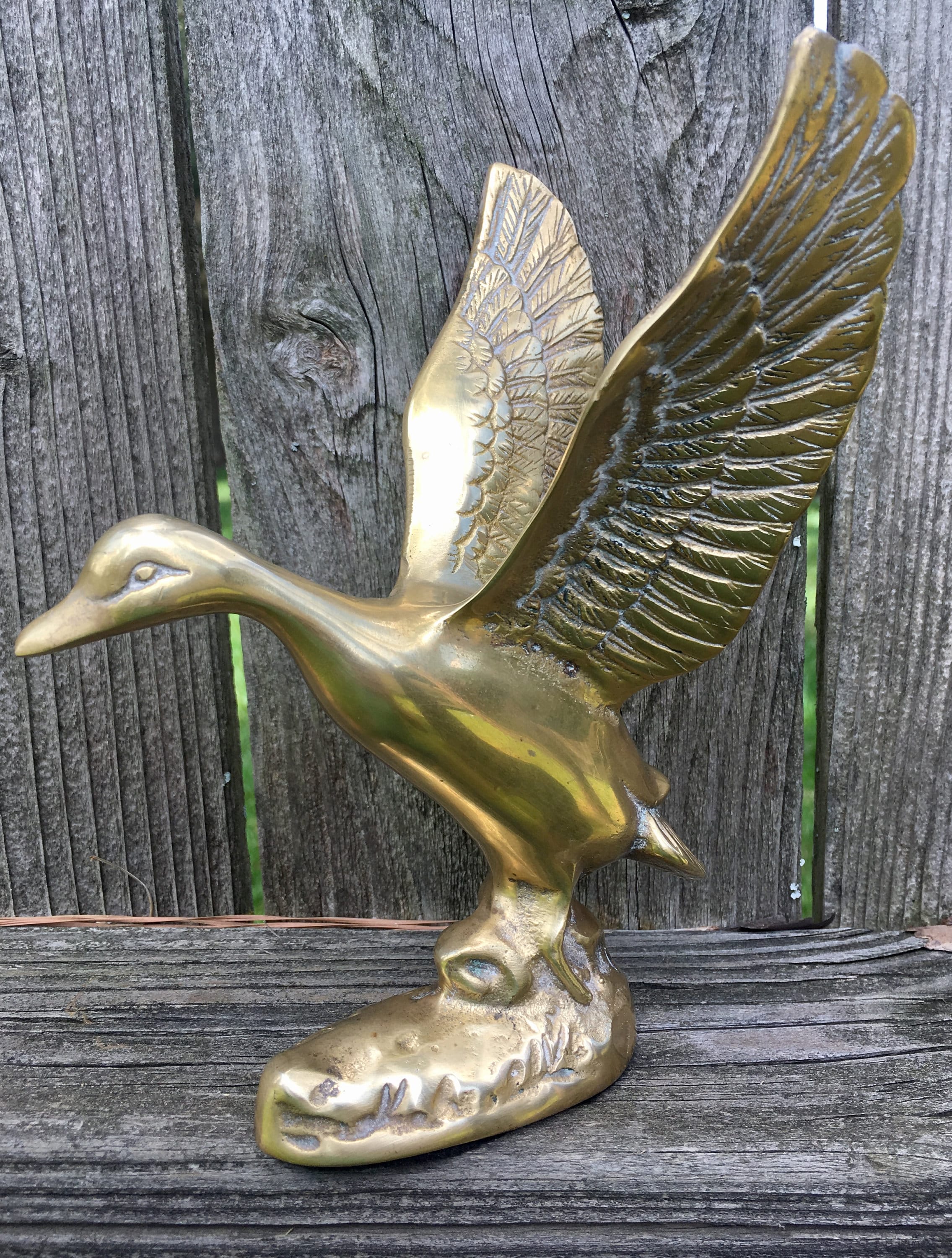 Brass Goose, Flying Figurine, Collectible Statue