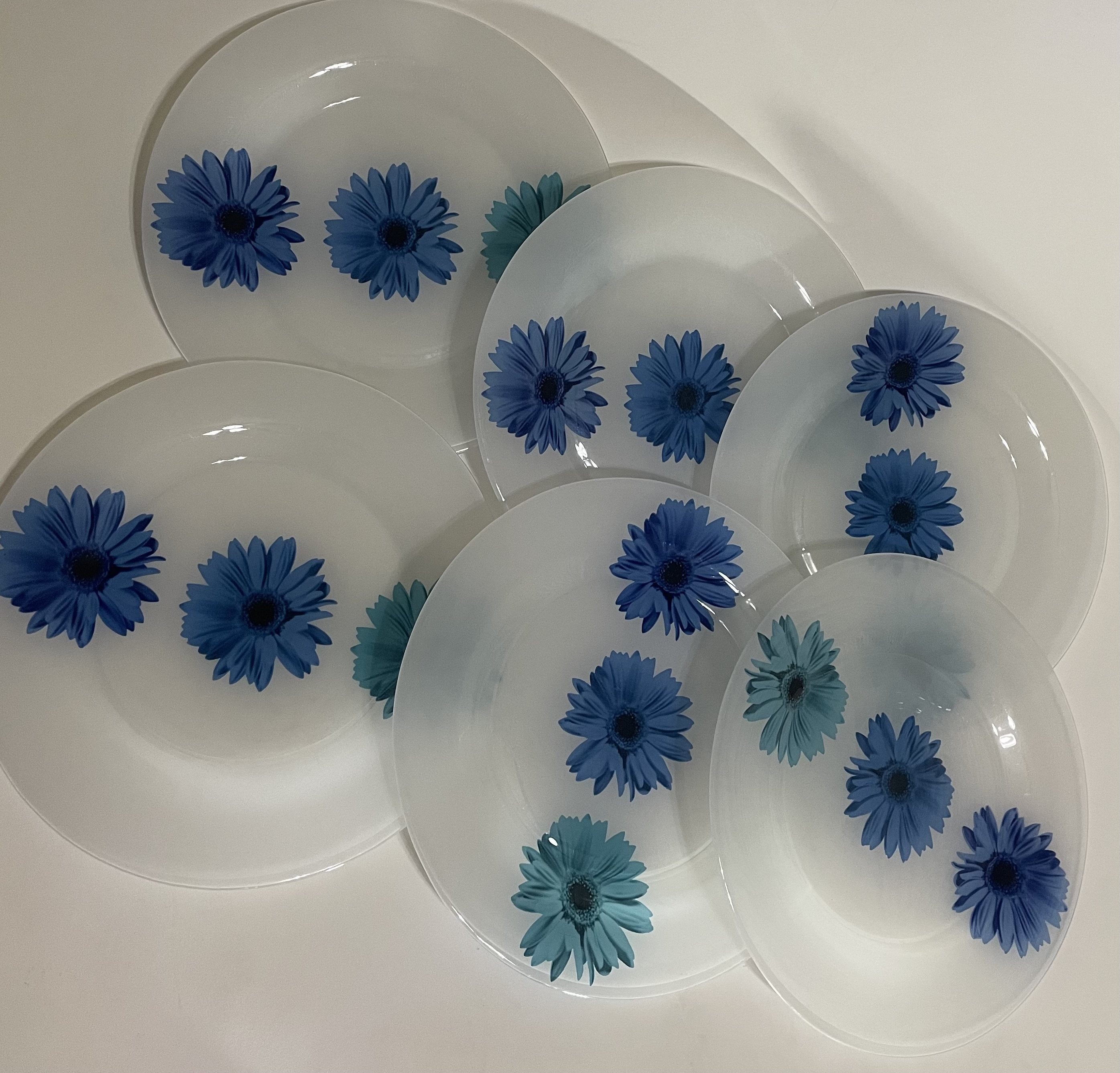 Luminarc International Blue Florals Fun Tableware 9.75 Dinner Plates