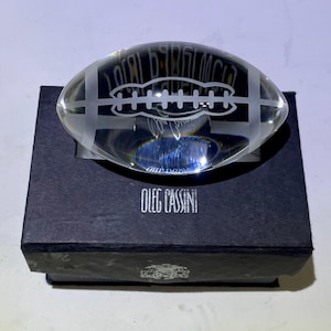 Oleg Cassini Crystal Football Paperweight in box