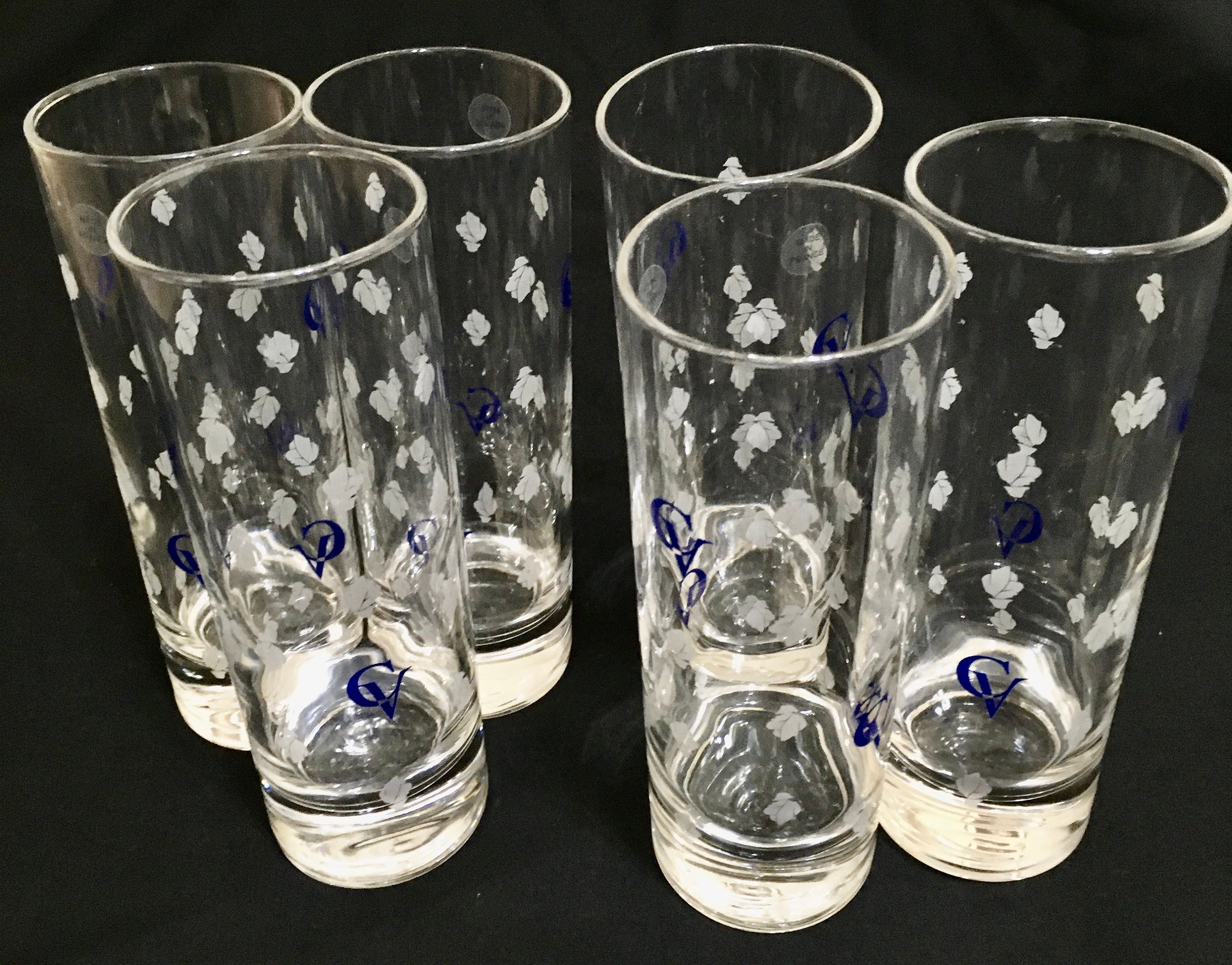 Courvoisier Cognac Shot Glasses Set of Six Made in France Six Inch Tall