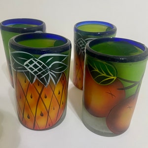 Mexican Recycled Glass  4 Glass Set