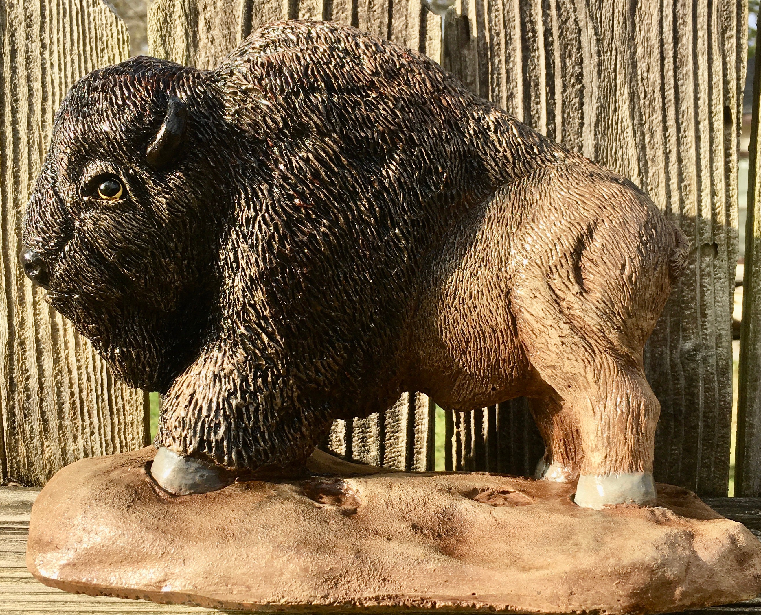 Buffalo Statue Large 8.5 Tall By Animal Accents Sculpture Studio