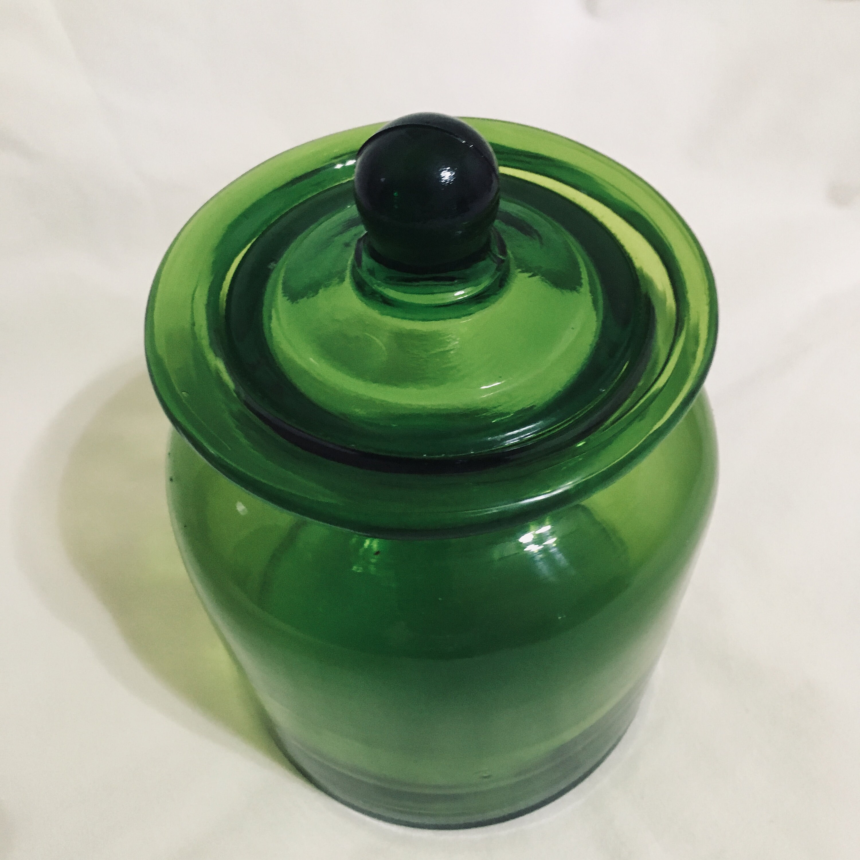Green Glass Apothecary Jar with Friction Lid Stopper
