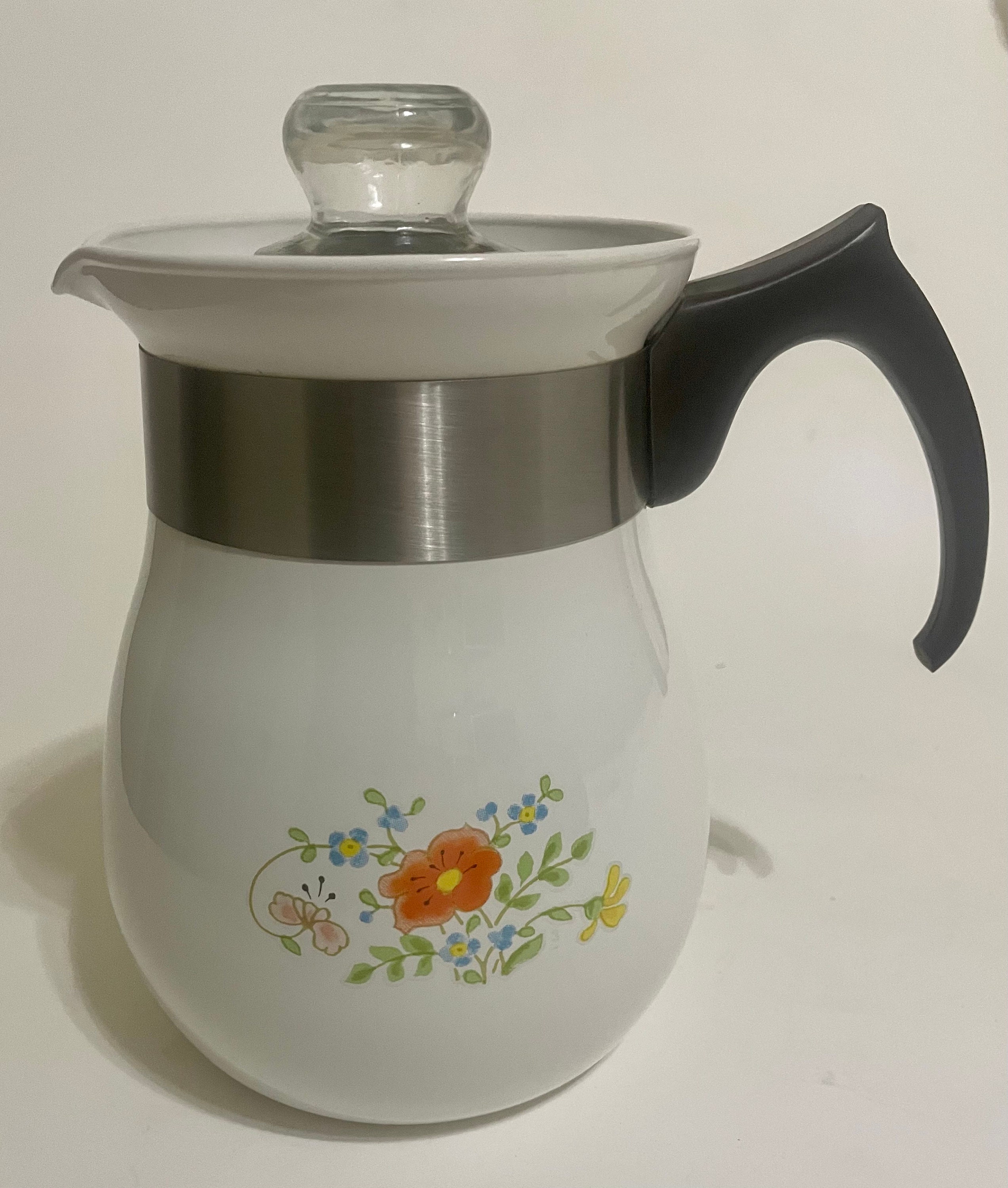Corning Ware Wildflower 6 Cup Coffee Percolator 