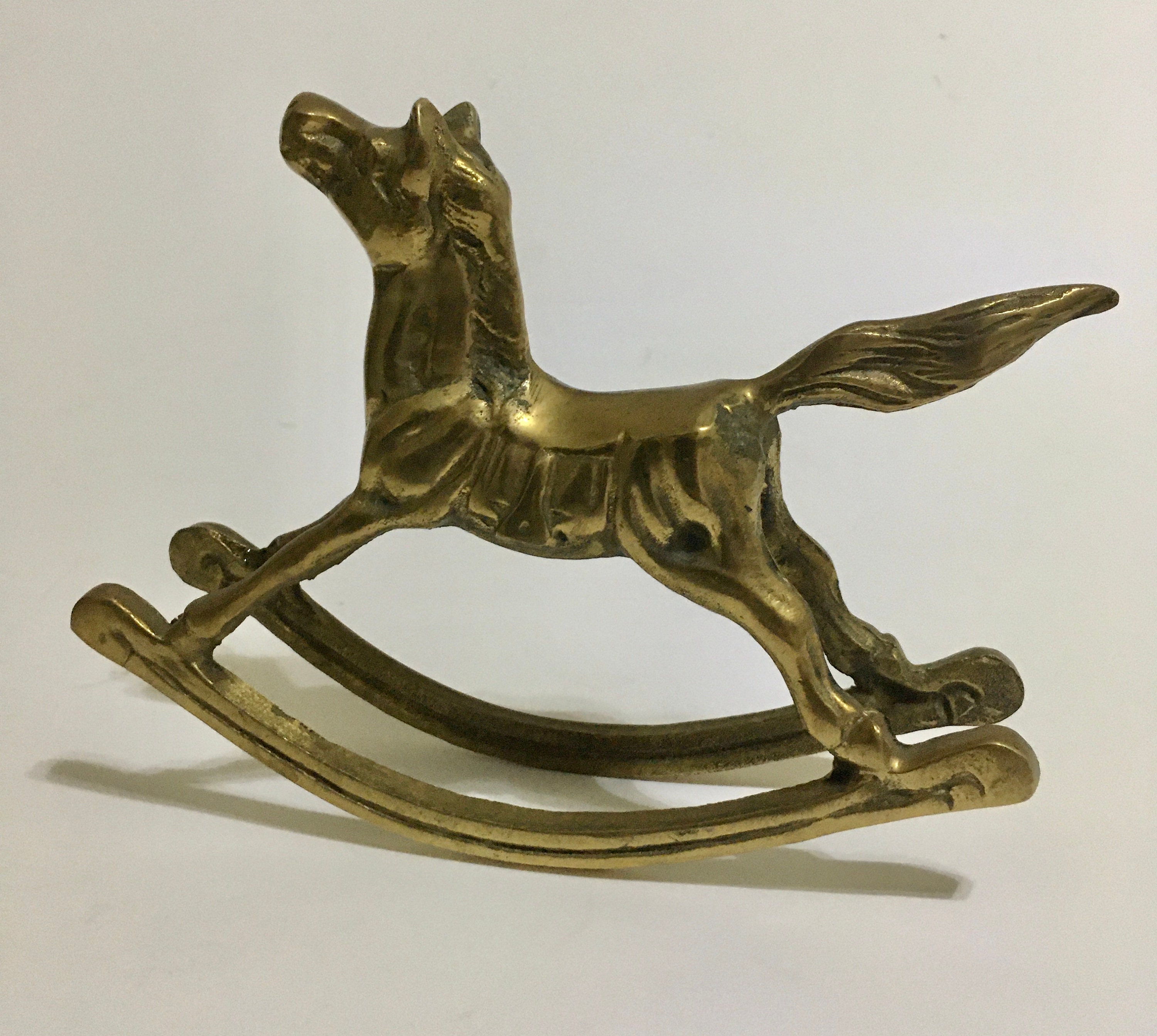 Vintage Brass Rocking Horse Figurine