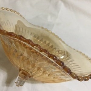 Jeannette Glass Marigold Anniversary Pattern Candy Dish, Carnival Glass, 1960&#39;s