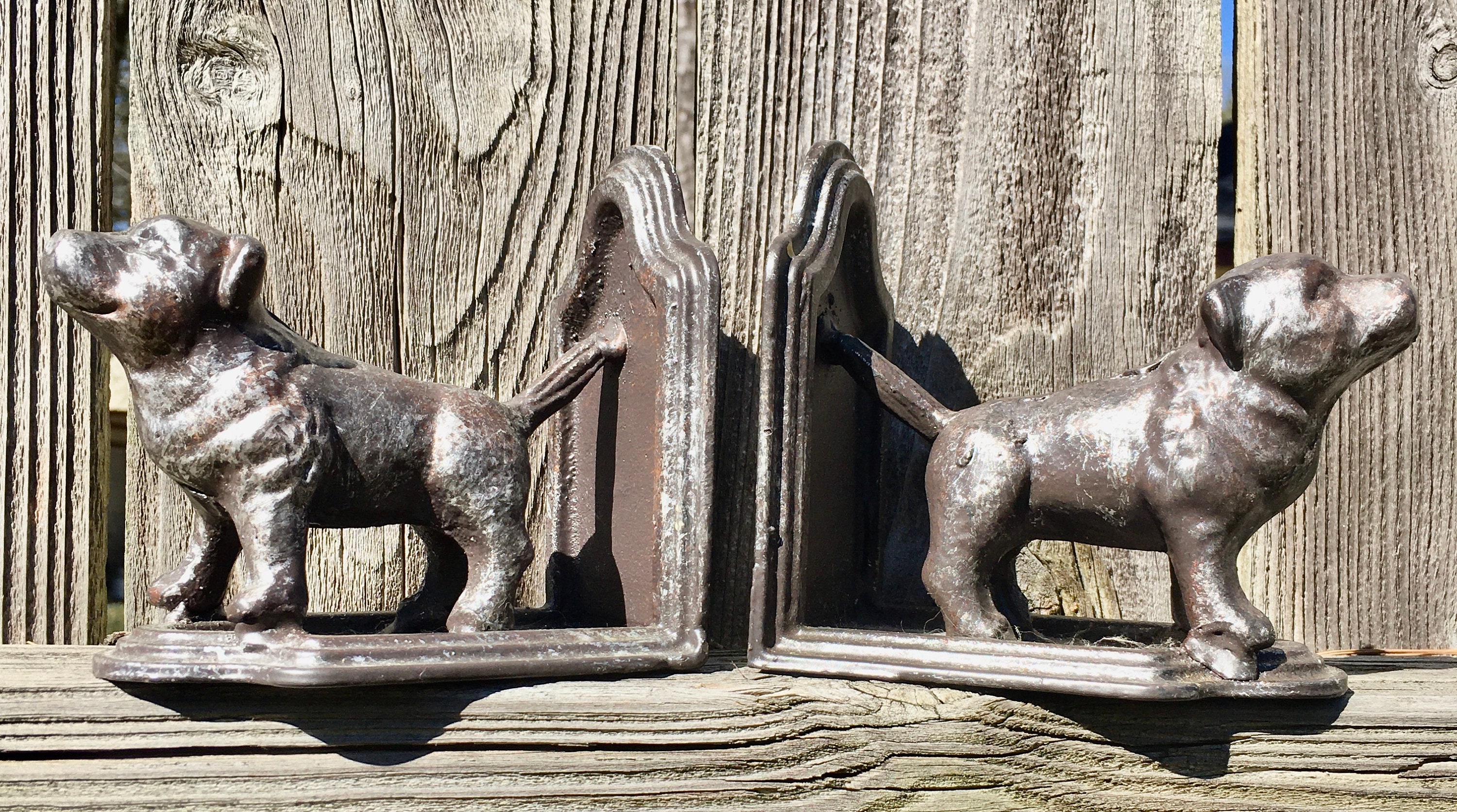 Antique Cast Metal Bulldog Bookends
