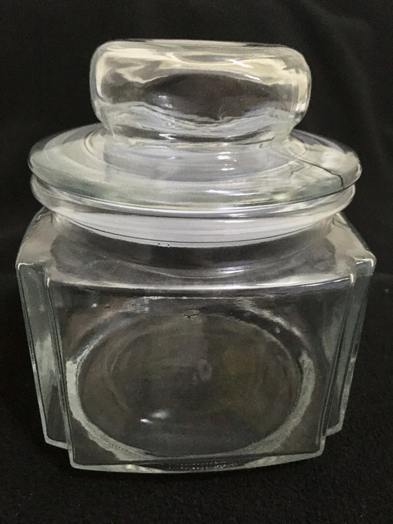 Clear Glass Canister With Glass Plastic Sealed Lid 3 Cup 24 Ounce Square 