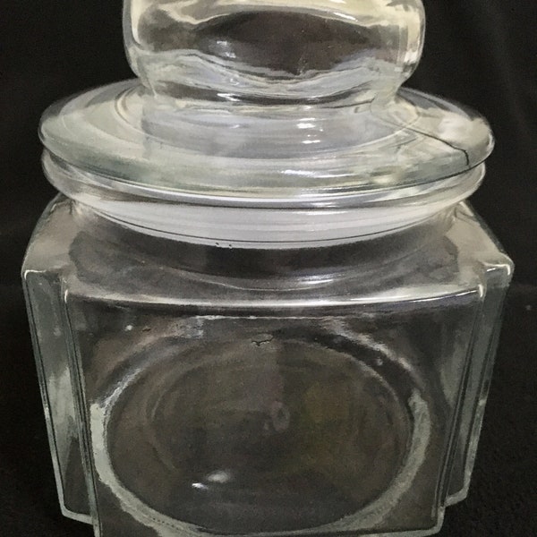 Clear Glass Canister with Glass Plastic Sealed Lid  3 Cup  24 Ounce  Square
