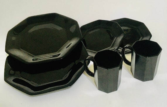 Acoroc France Black Octime Six Piece Dishset