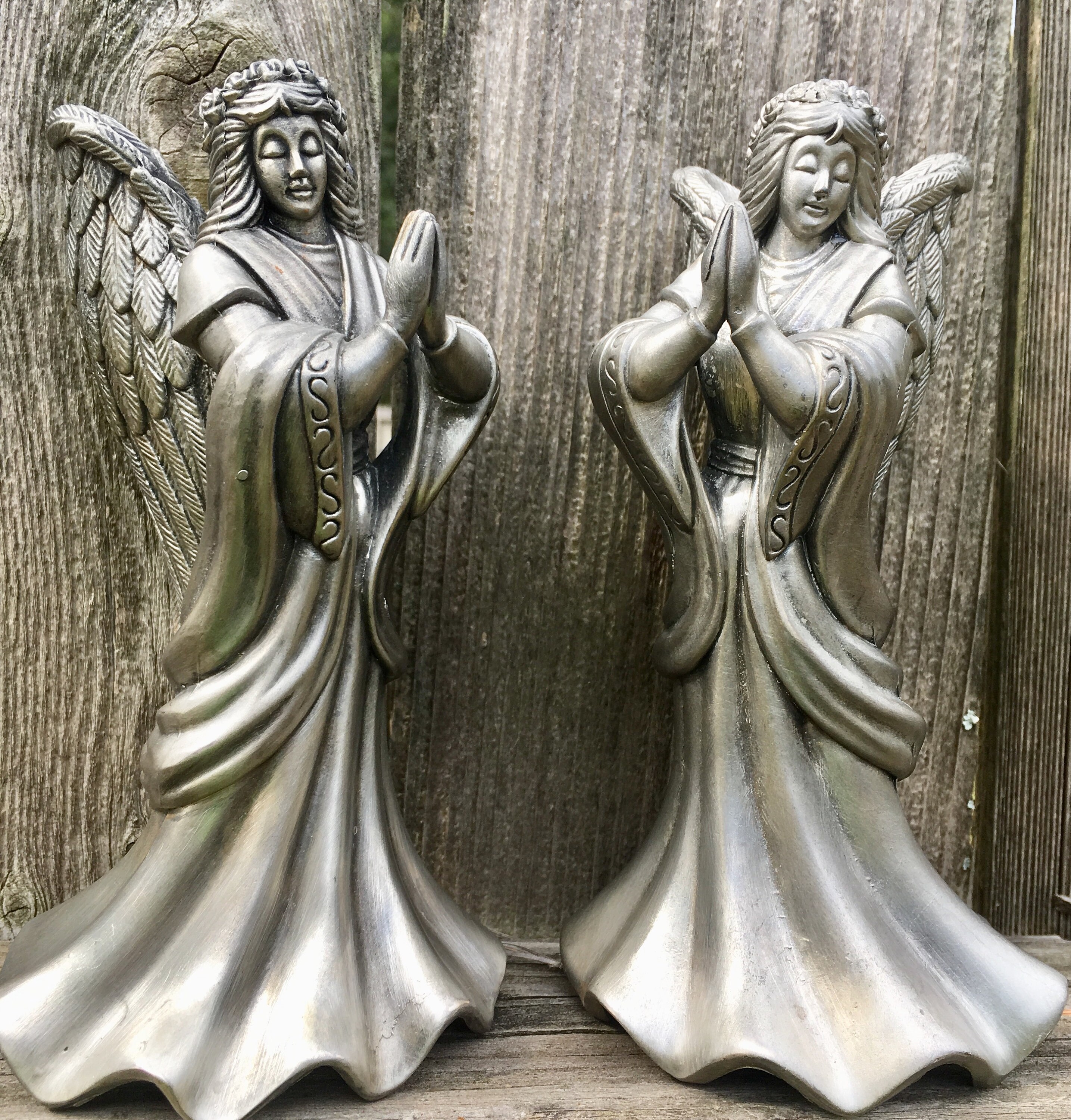 Pewter Pair of Angel Candle Holders