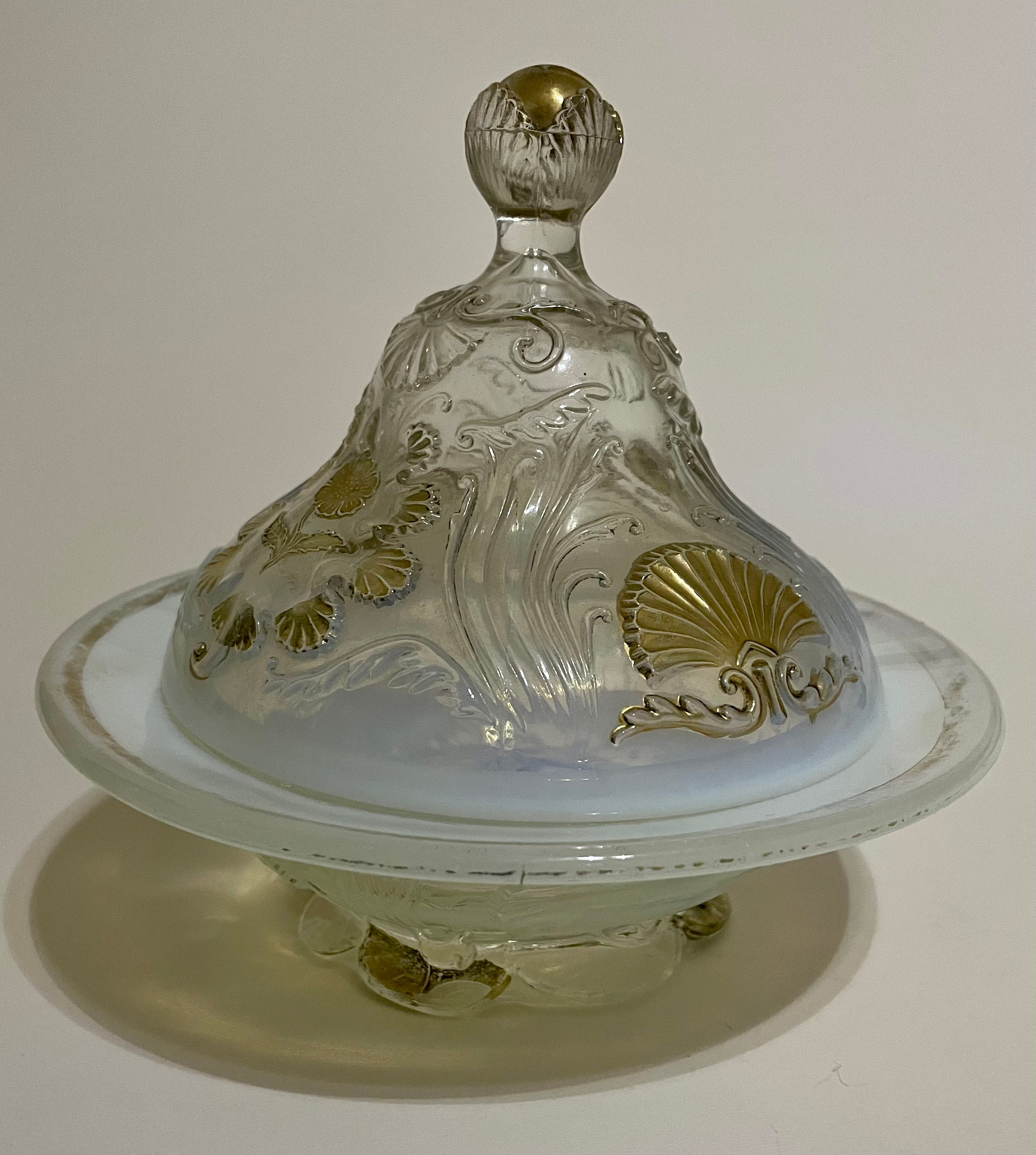 Northwood White Opalescent Everglades Butter Dish