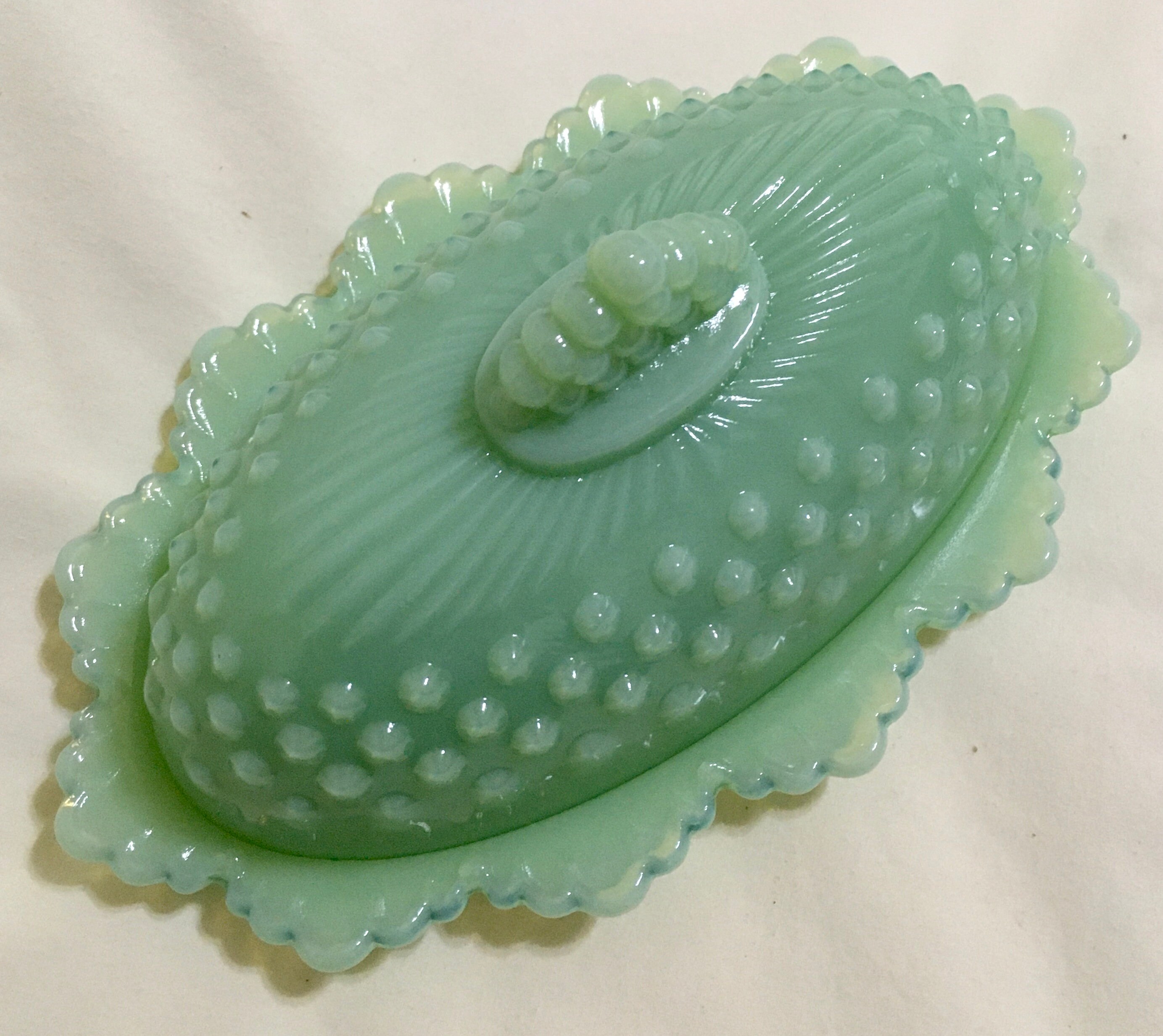 Jadeite Mosser Hobnail Butter Dish