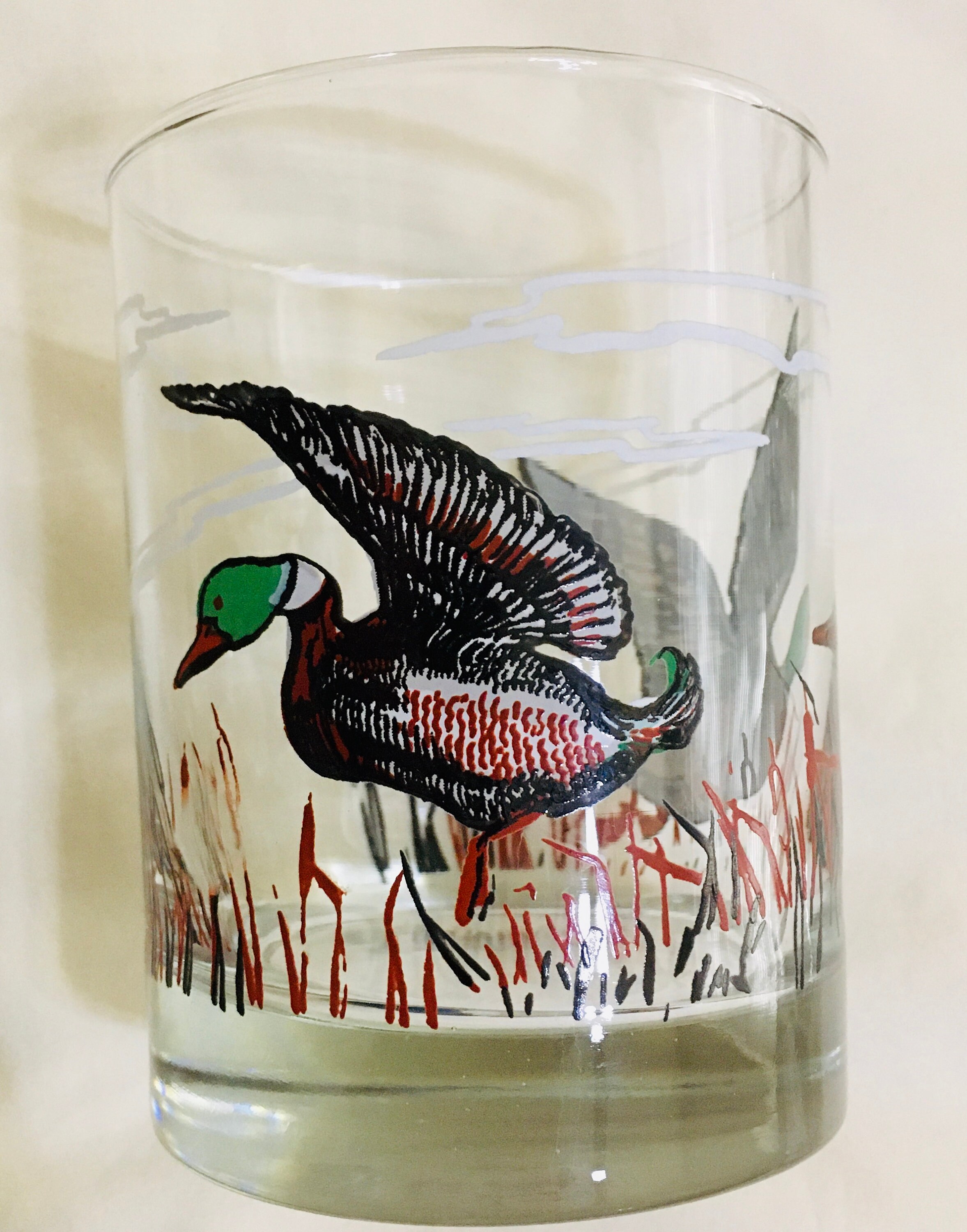 Mallard, Ducks with Reeds and Clouds Tumblers Glasses/Barware Set of Four