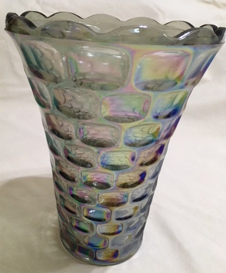 Download Federal Glass YORKTOWN Glass Vase Iridescent Sundown Color, Carnival Glass