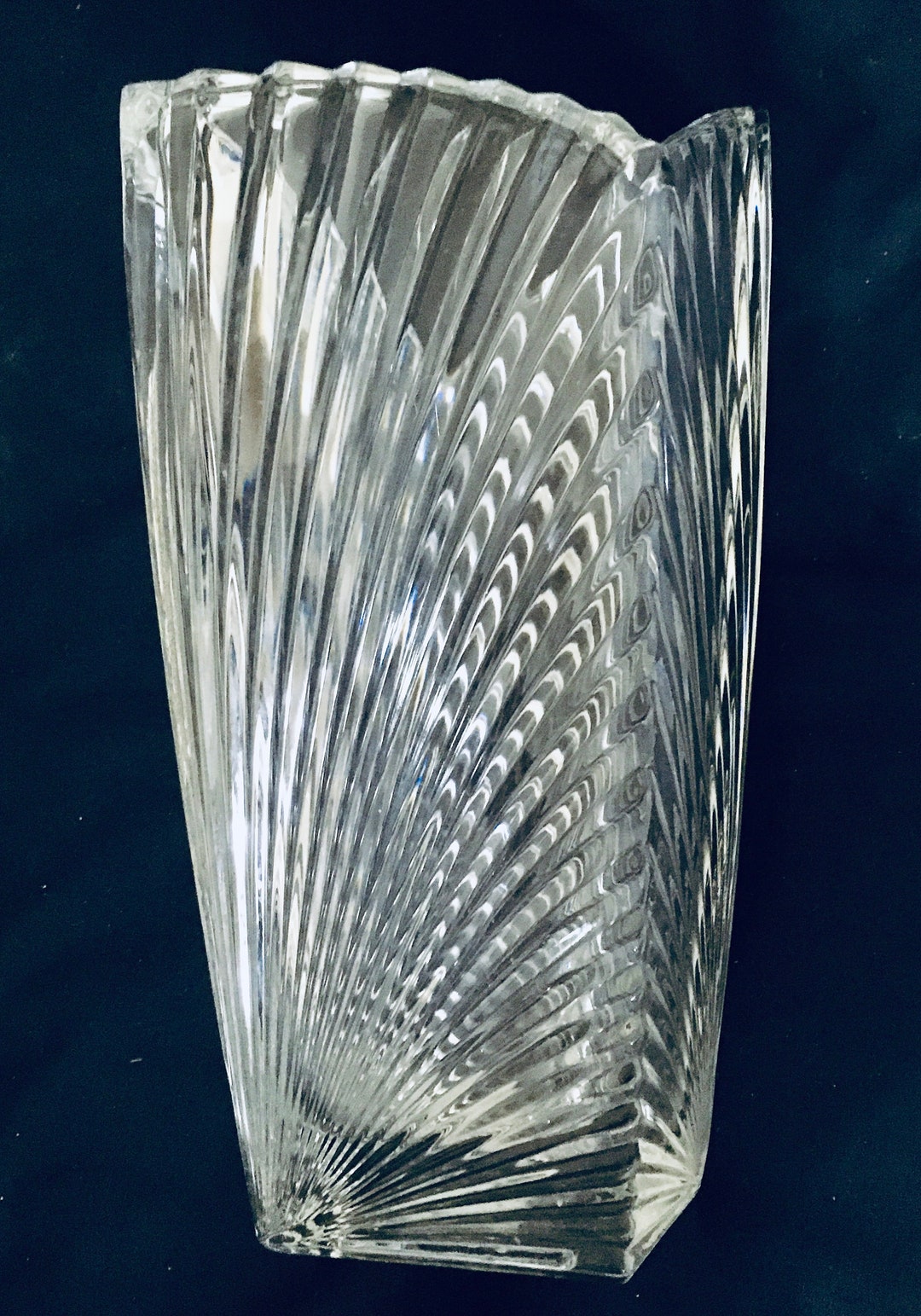 Mikasa Vision 10 1/4 Inch Crystal Vase Swirl and Ridge Four Sided Etsy