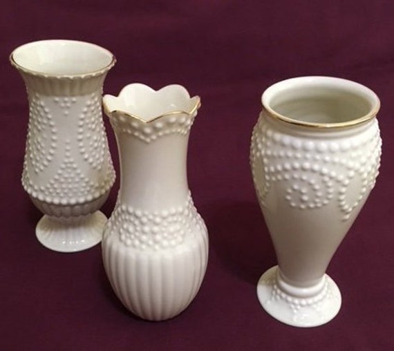Classic Lenox Set Of 3 Beaded Vases New In Box Etsy