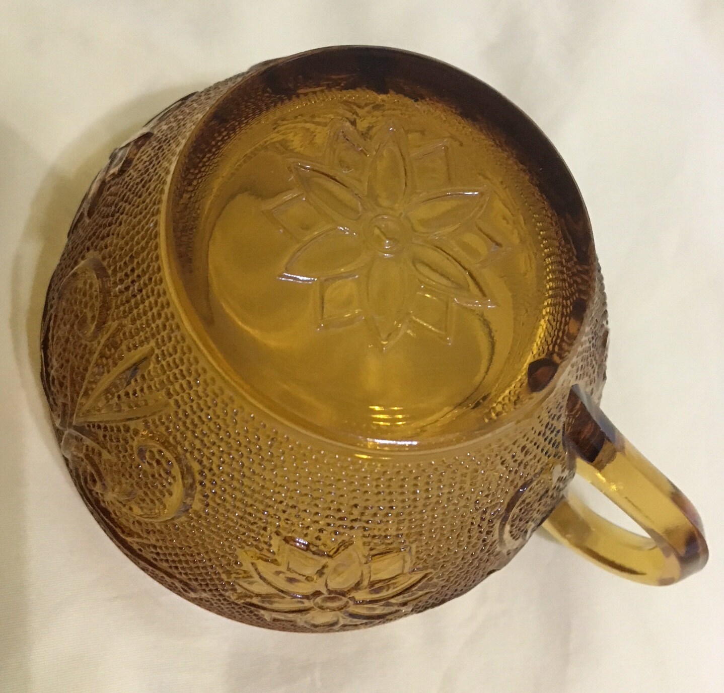 Tiara Indiana Glass Sandwich pattern Amber Glass cups