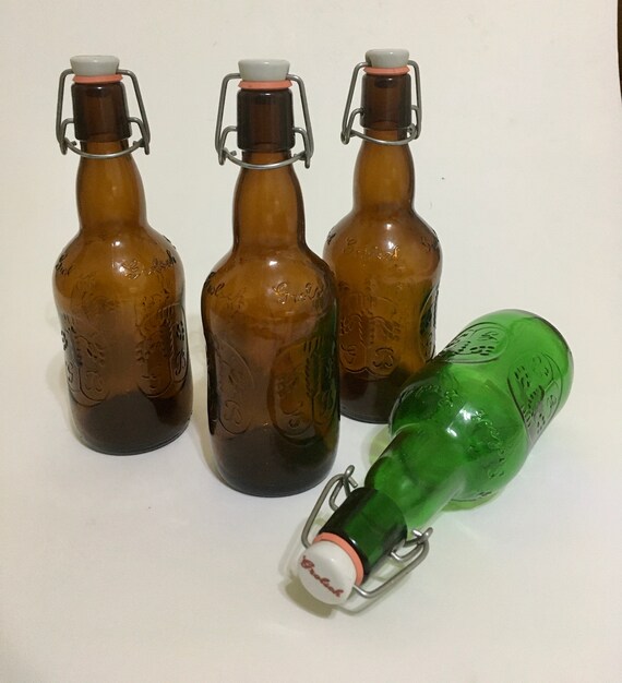 Vintage Grolsch Beer Bottles With Flip Top Lids 3 Brown and 1 Etsy
