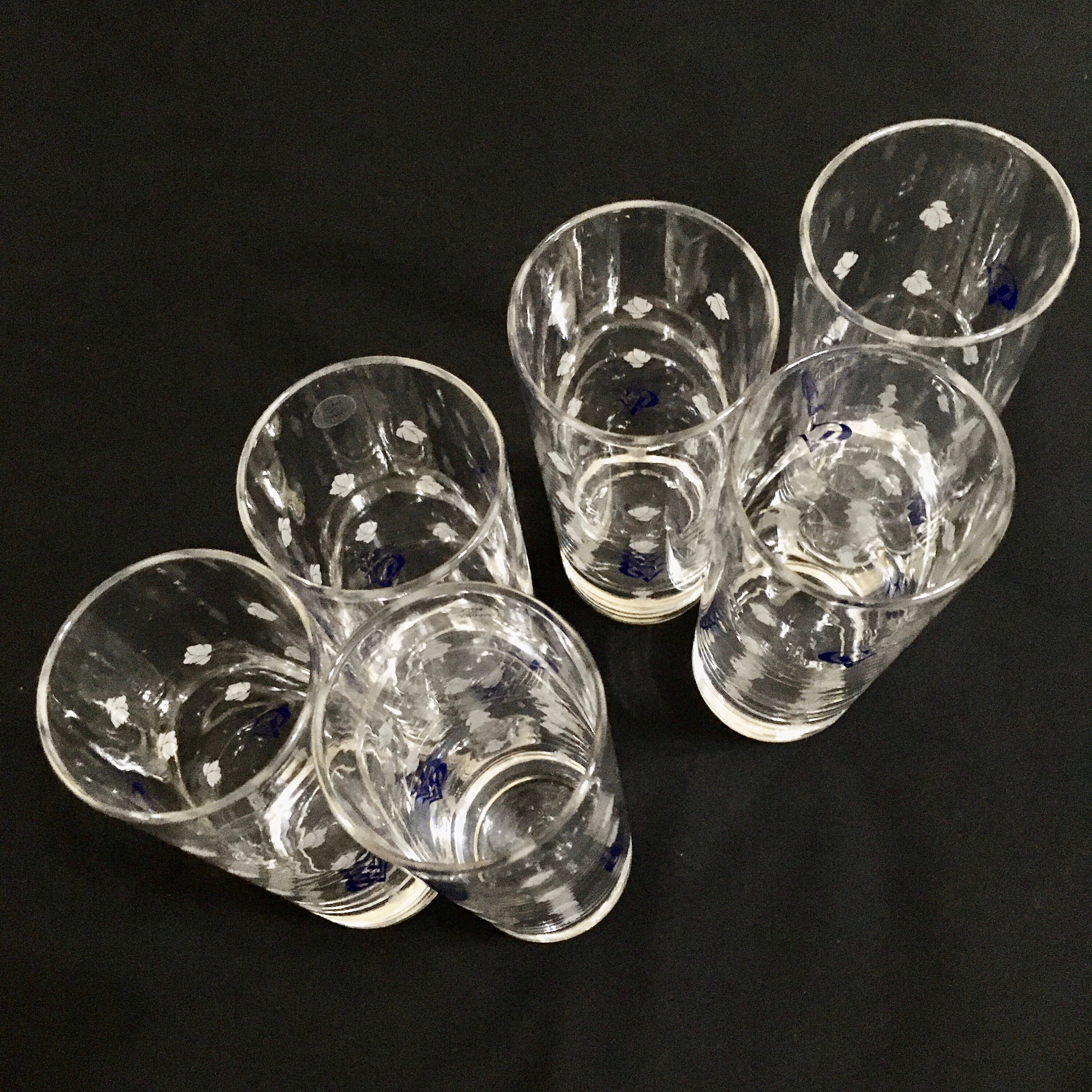Courvoisier Cognac Shot Glasses Set of Six Made in France Six Inch Tall