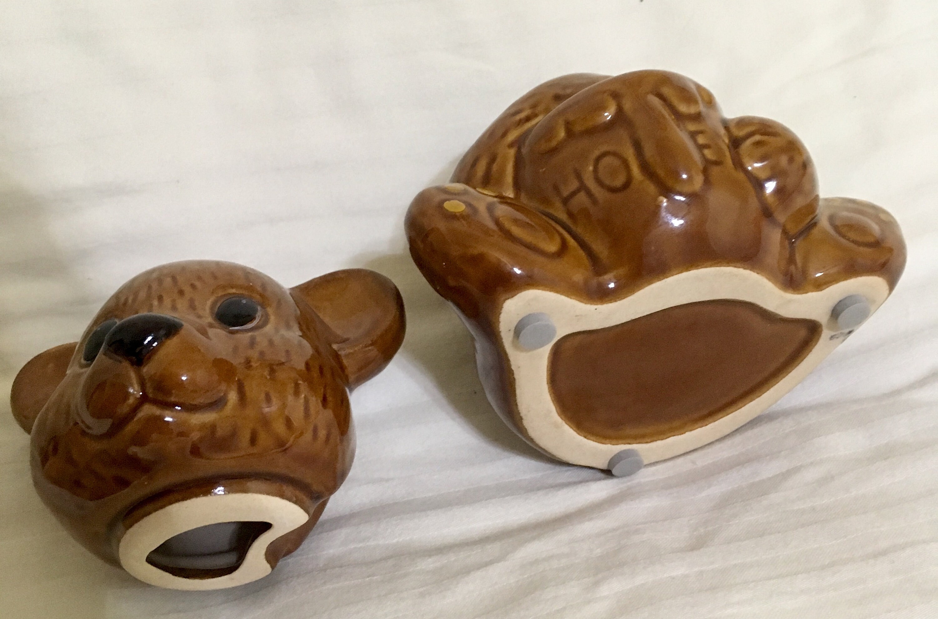 Brown Ceramic Teddy Bear Honey Jar