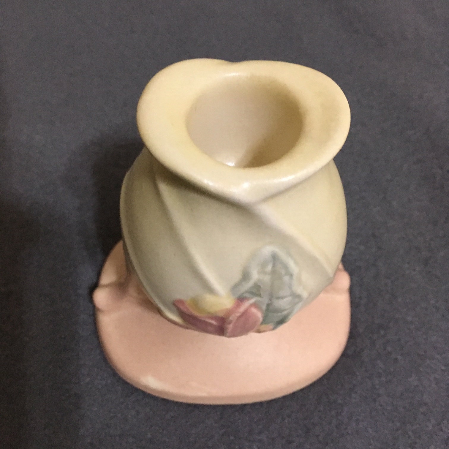 Vintage Hull Art Pottery Candle Holder, 274 Stamp, Magnolia Pattern