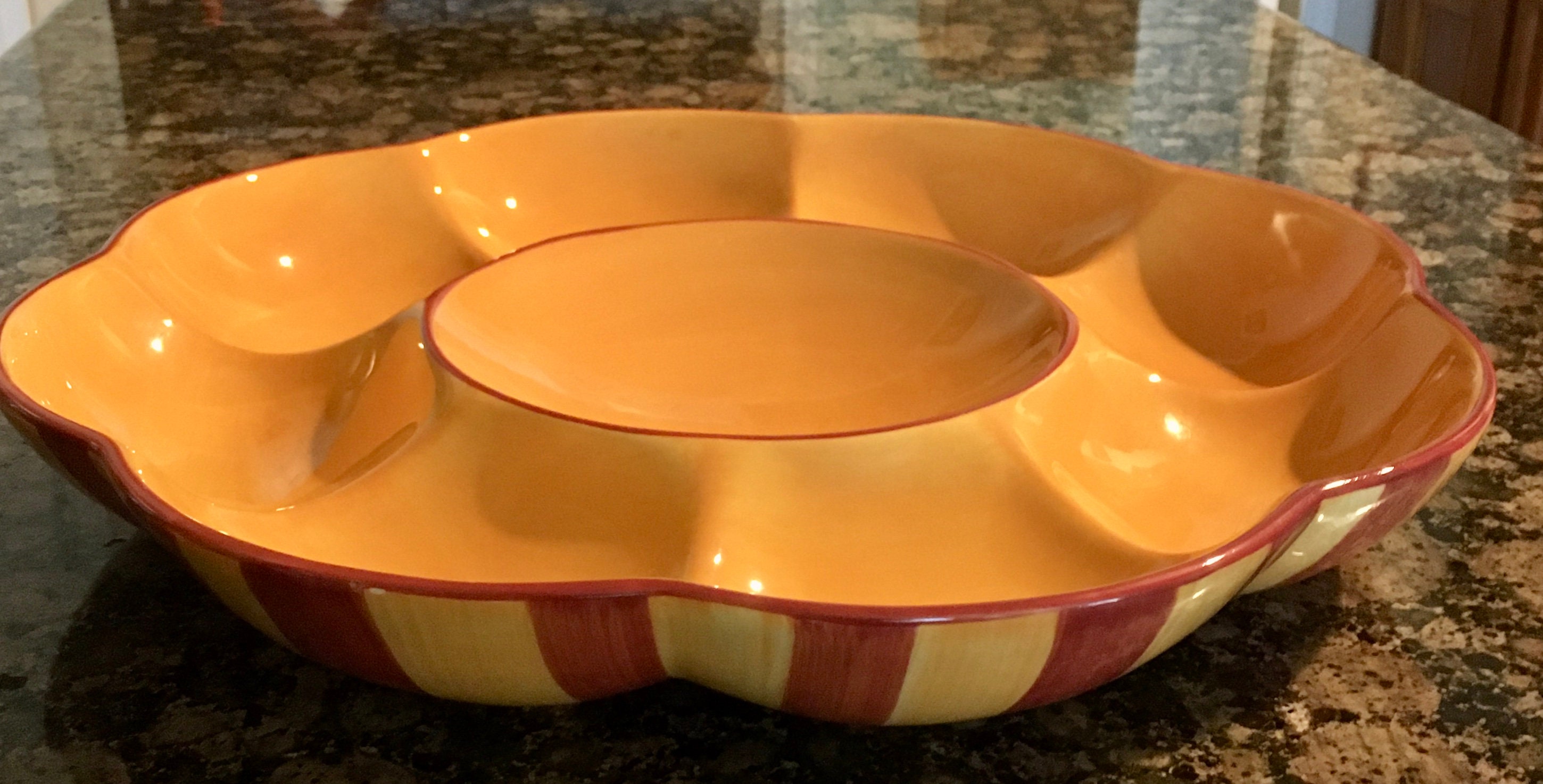 Gail Pittman Sienna Chip and Dip Serving Dish Southern Living Hand Painted