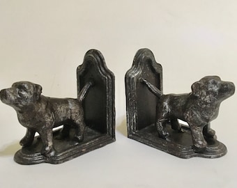 Antique Cast Metal Bulldog Bookends