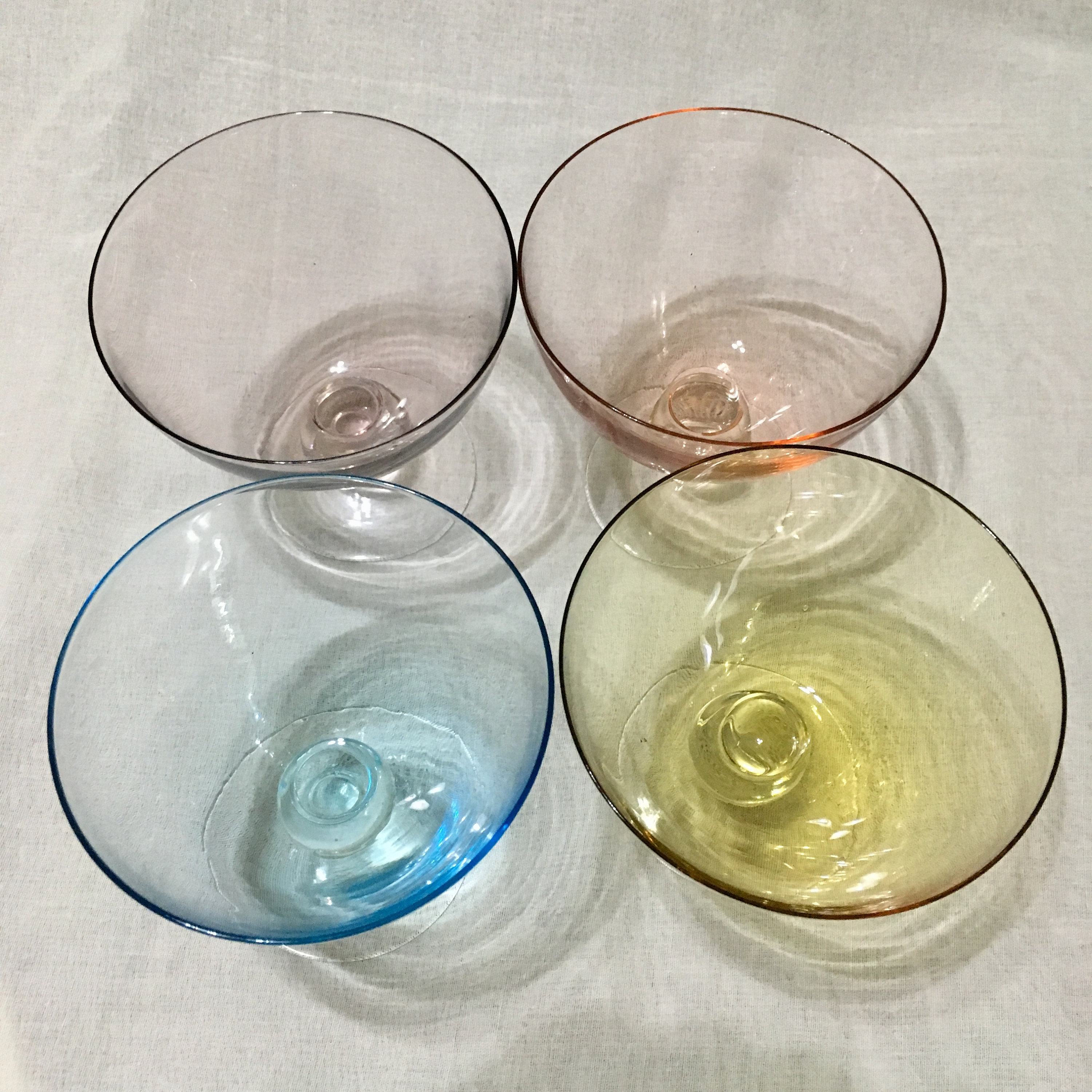 Multi Color Ball Stemmed Hand Blown Cocktail Glasses, Set of 4 Scrimp