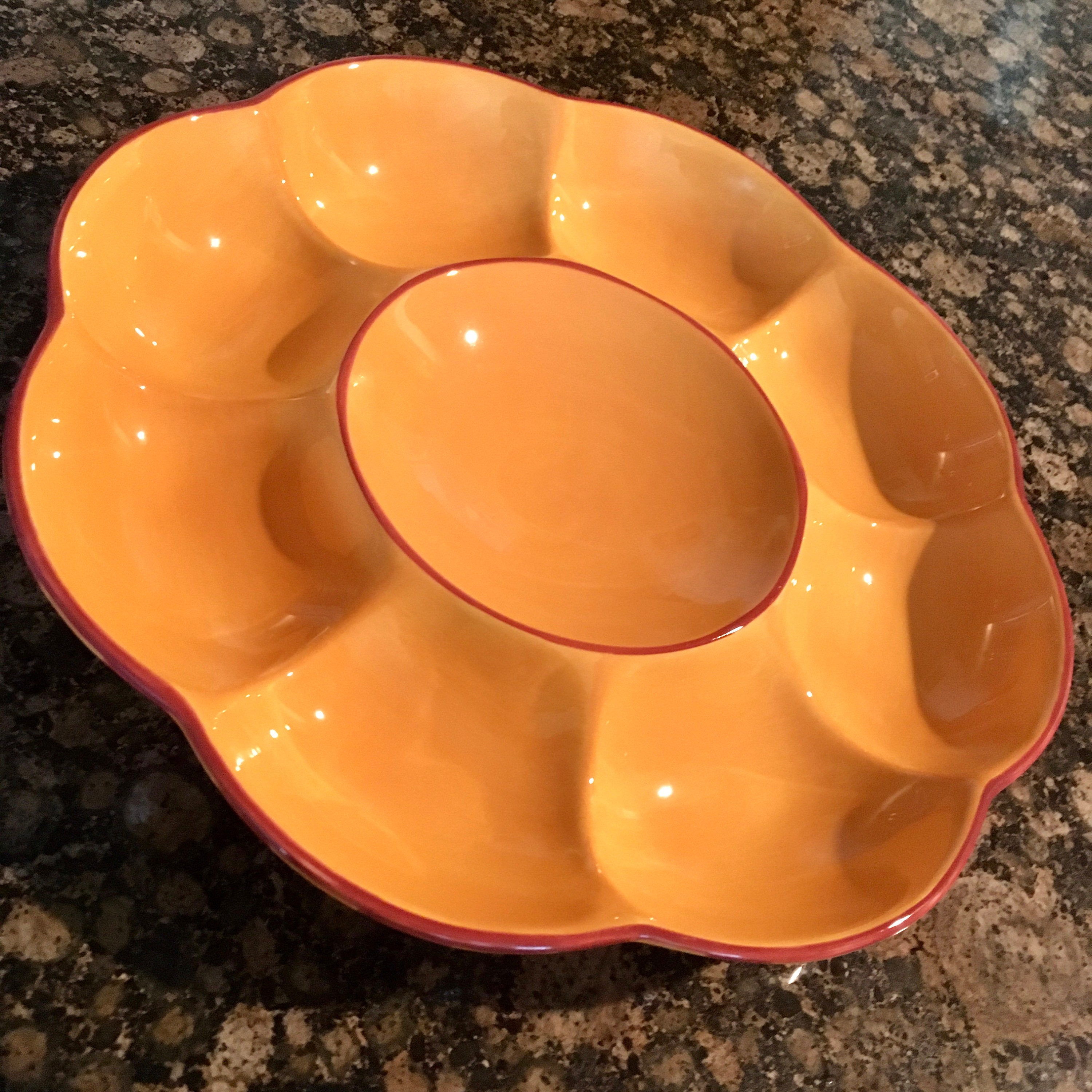 Gail Pittman Sienna Chip and Dip Serving Dish Southern Living Hand Painted