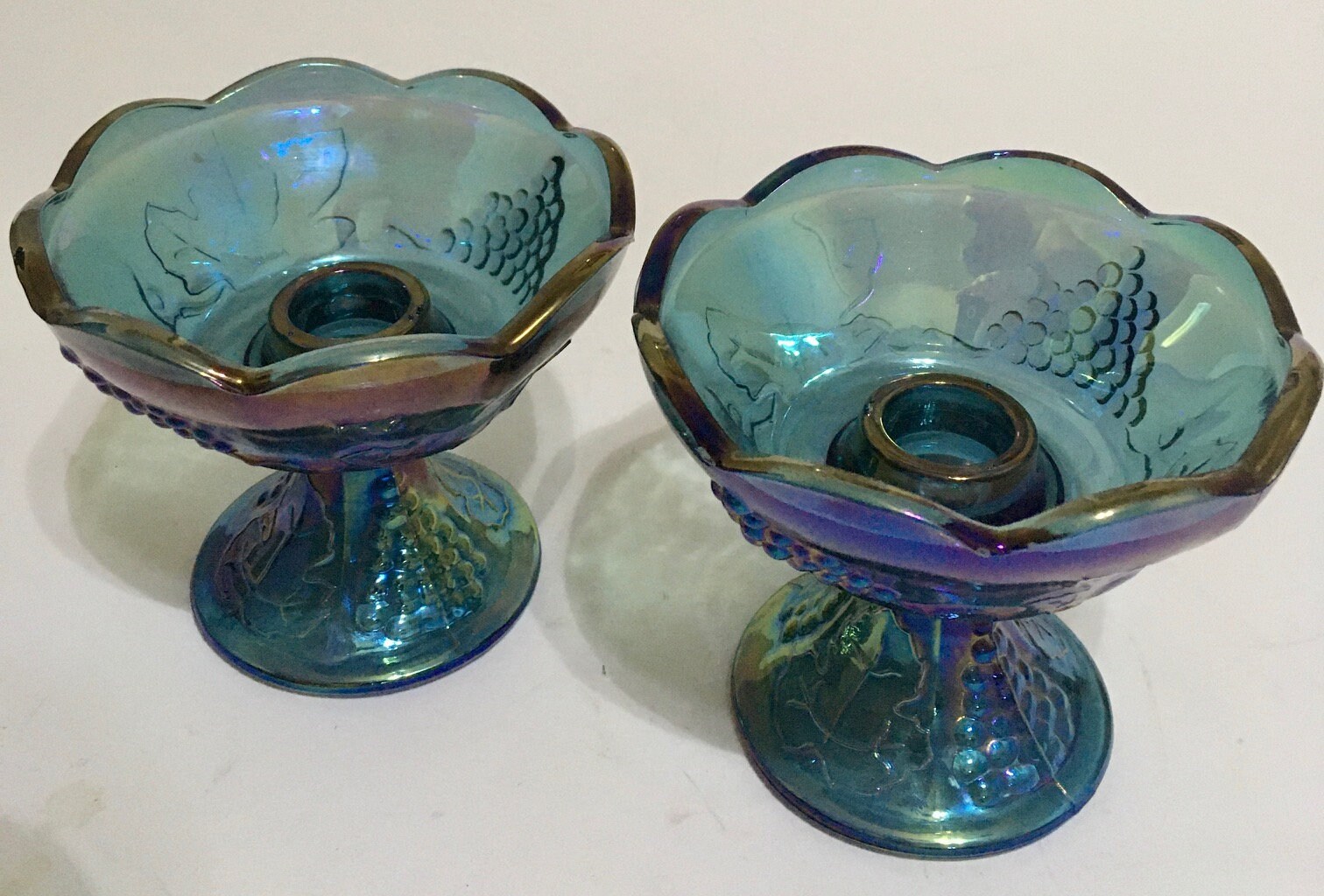 indiana-glass-blue-carnival-glass-harvest-grape-design-candle-holders