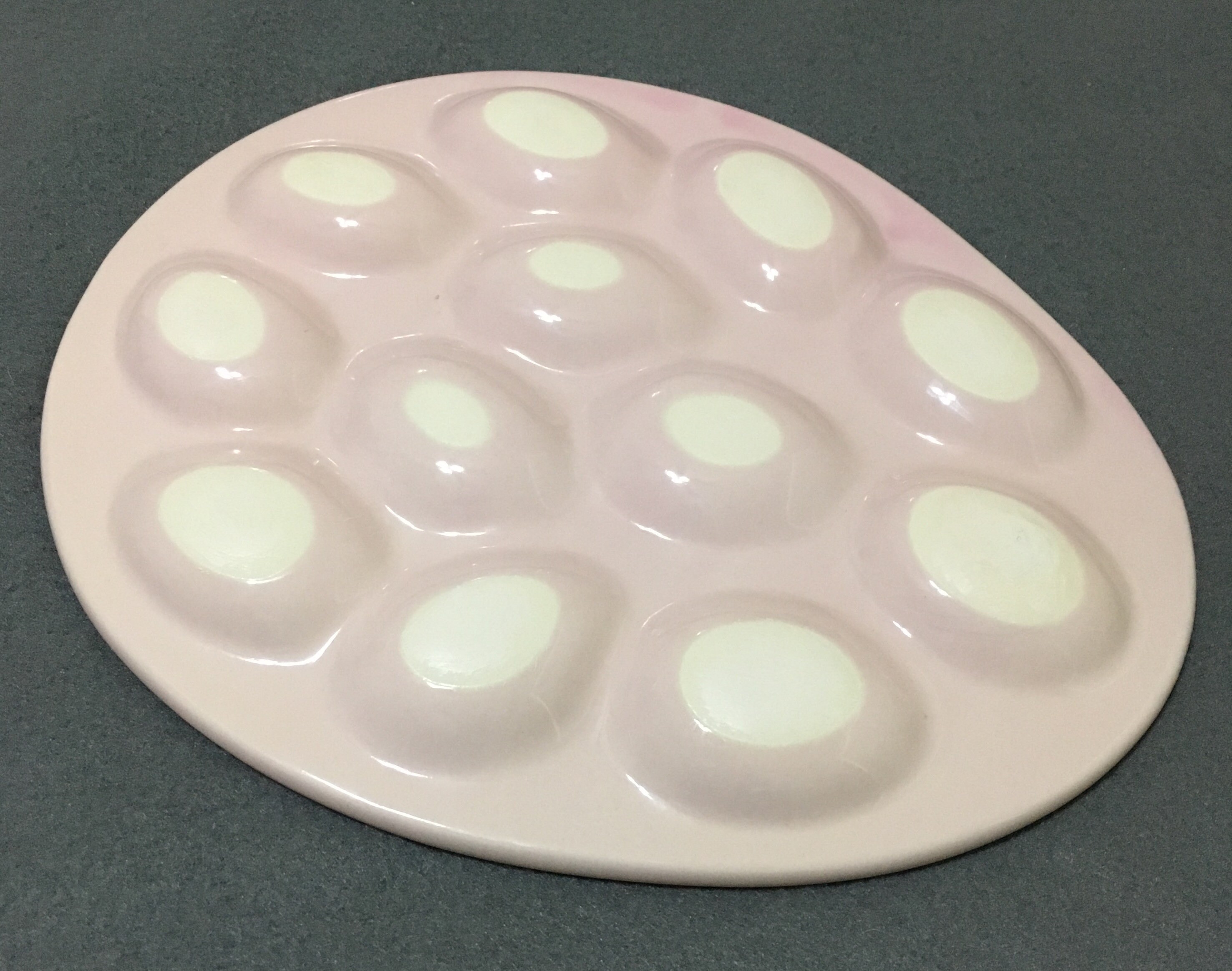 Pink Porcelain Oval Deviled Egg Serving Plate BIA Cordon Bleu
