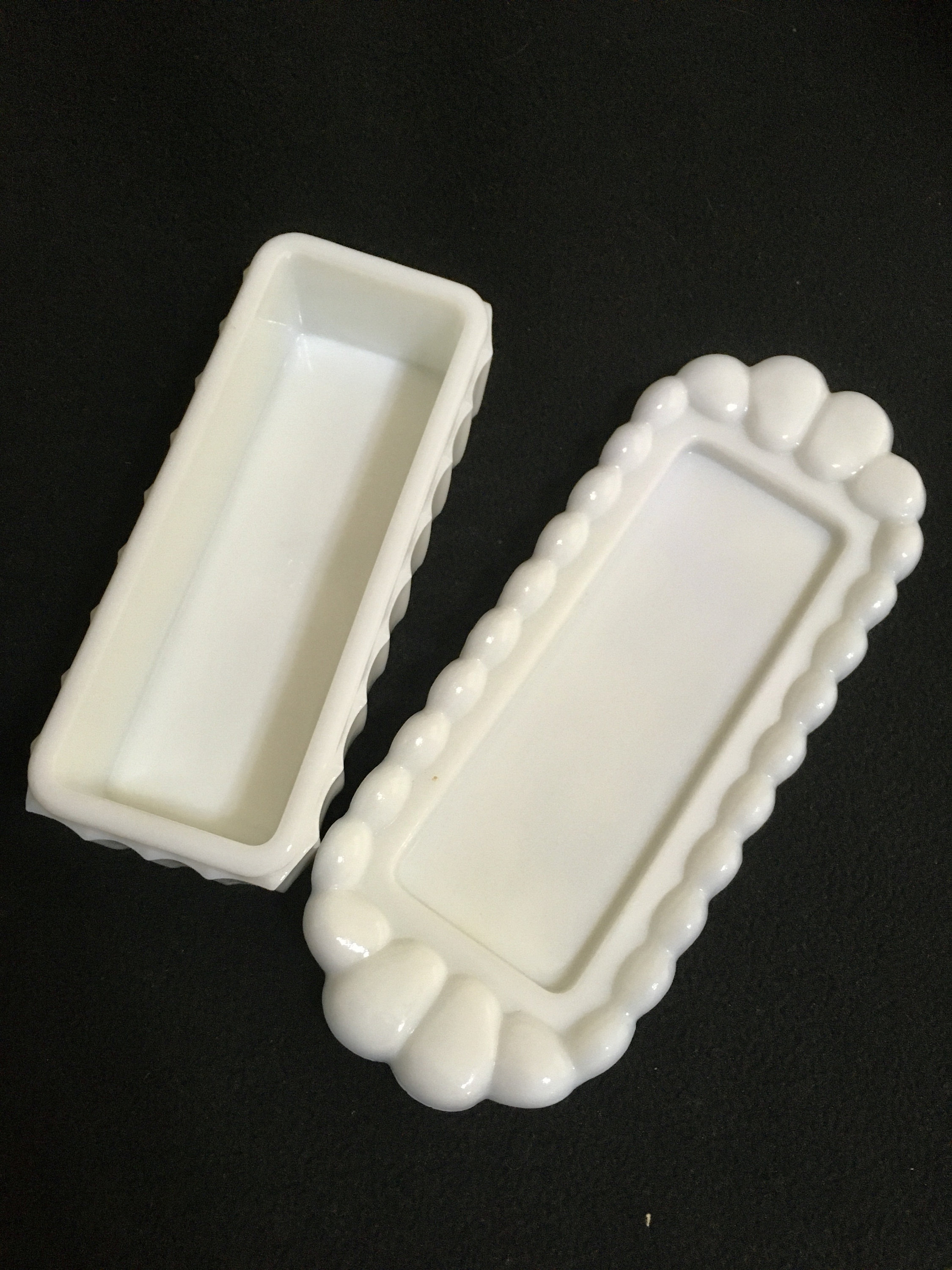 Westmoreland Paneled Grape Milk Glass Butter Dish 1950s