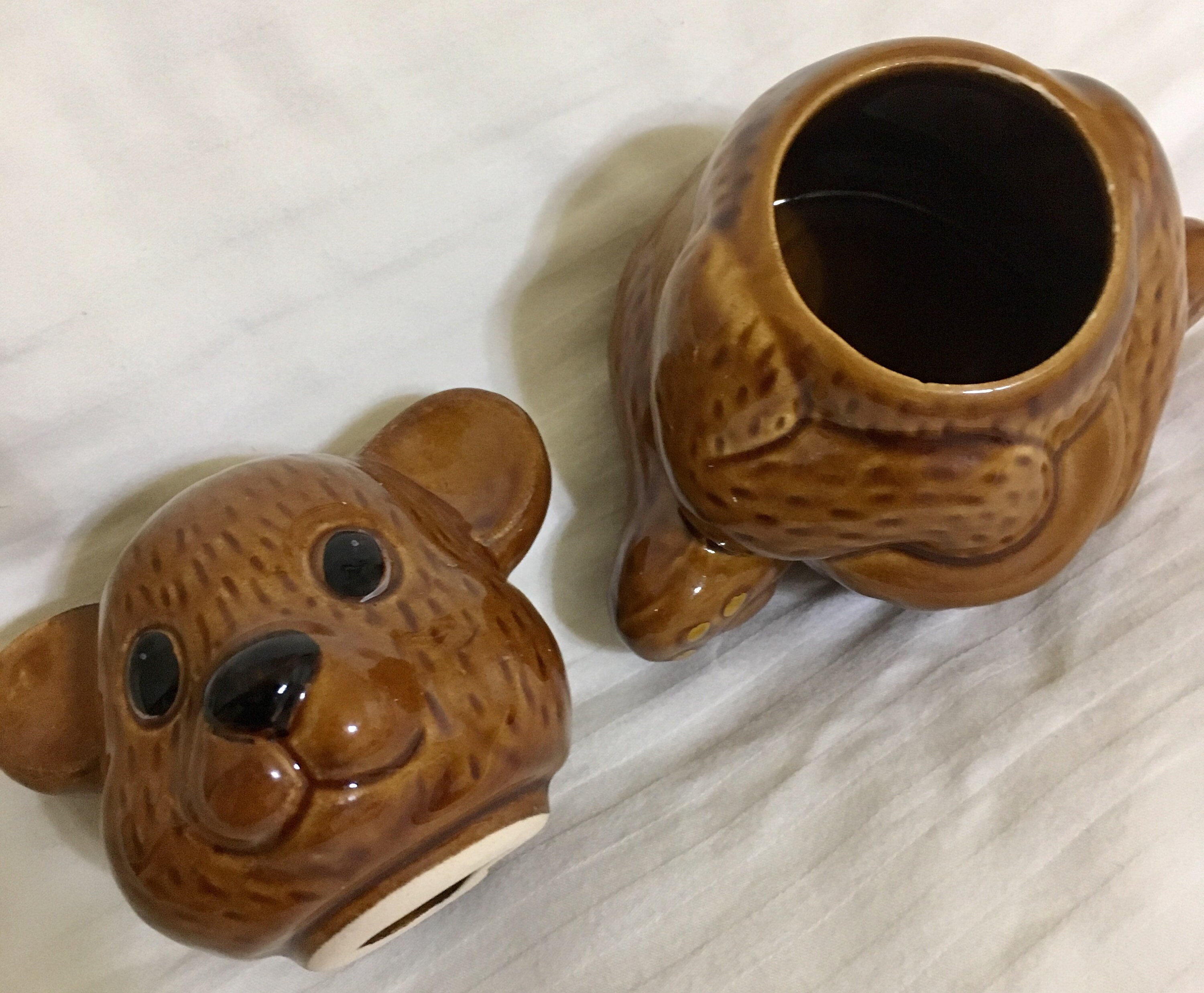 Brown Ceramic Teddy Bear Honey Jar