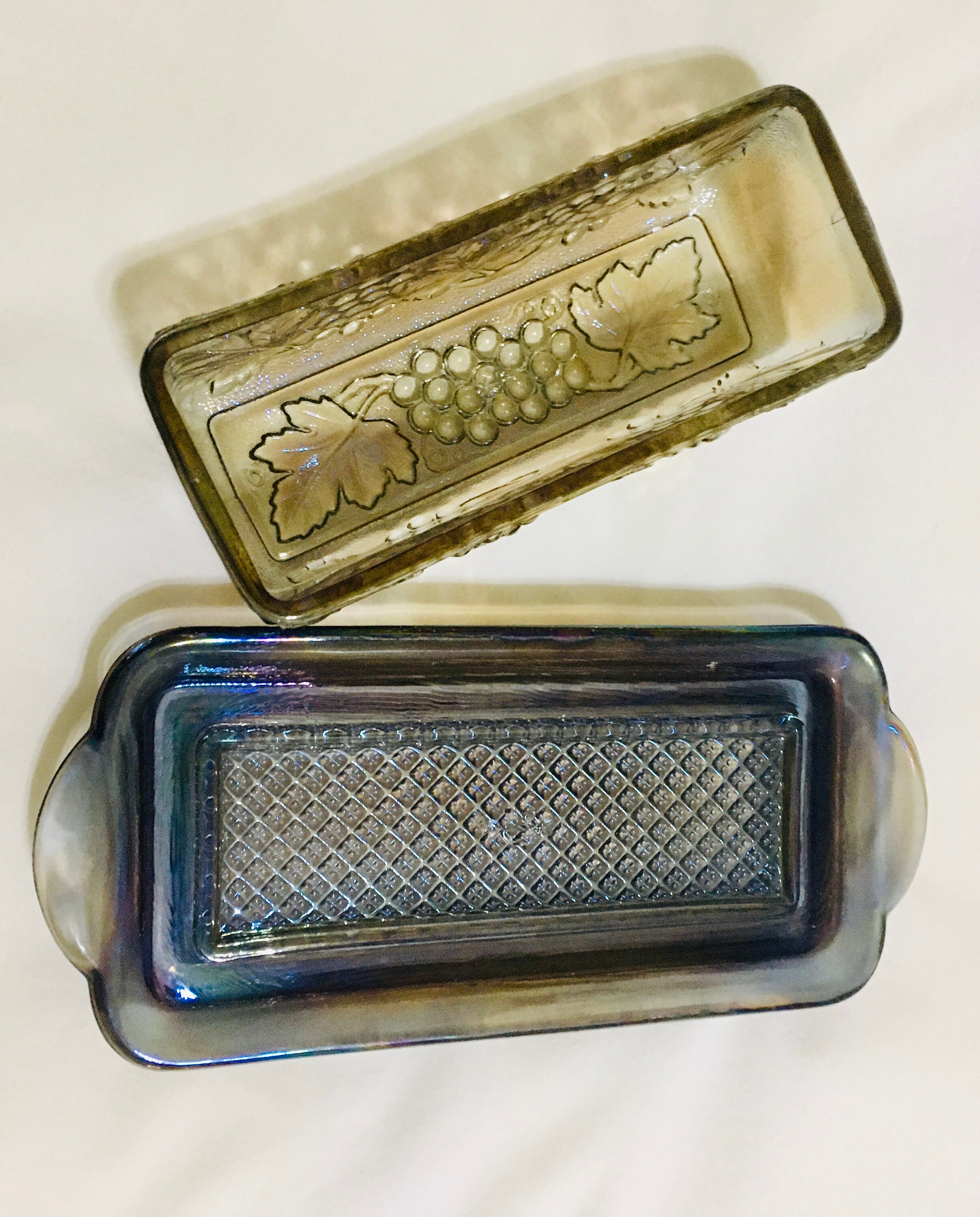 Imperial GlassOhio Vintage Carnival Glass Quarter Pound Covered Butter