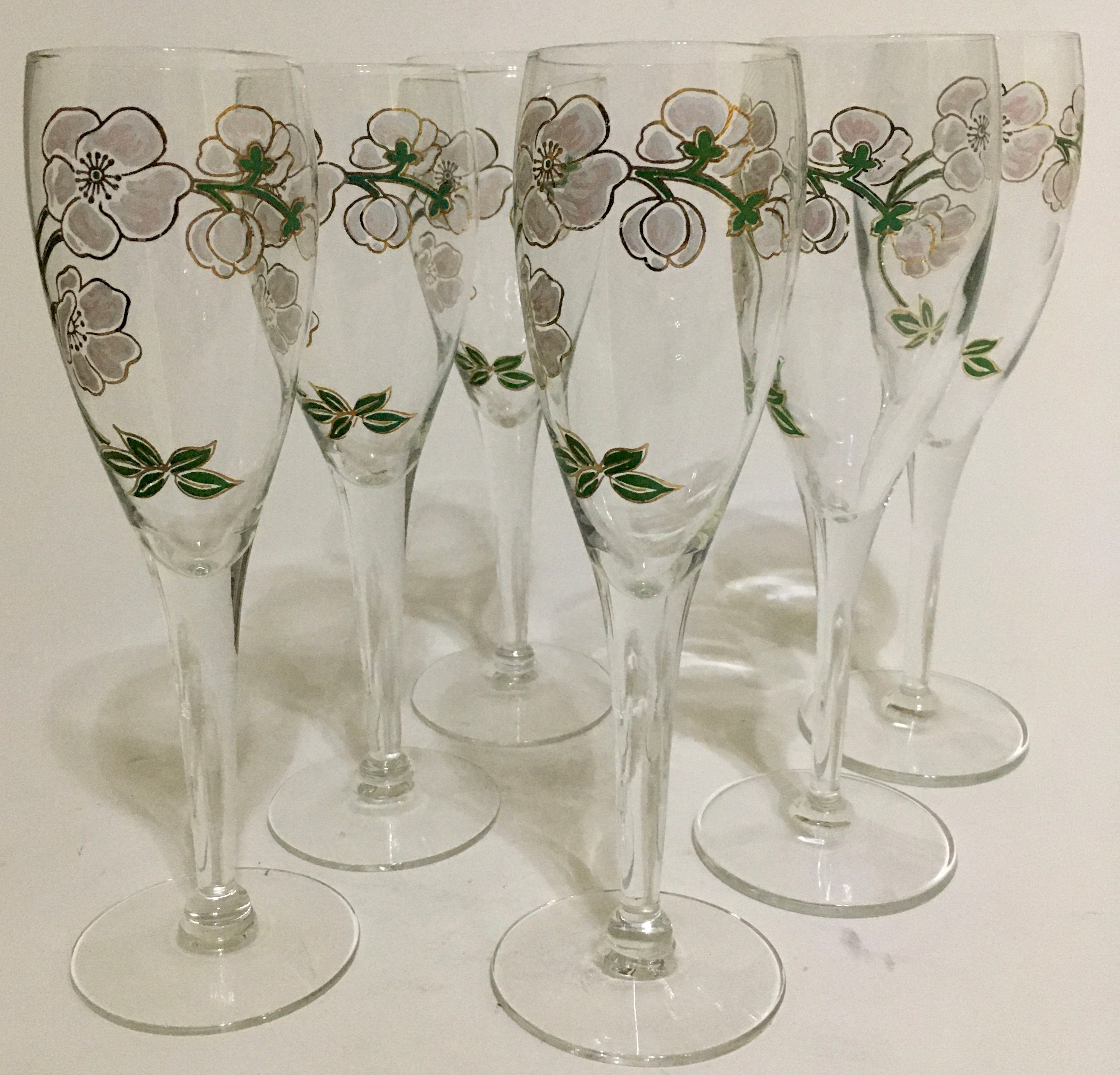 Perrier Jouet Champagne Flutes Belle Opoque Floral Set of 6