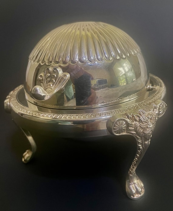 FB Rogers Silver Plate Butter Dish: Lion Footed Roll Top